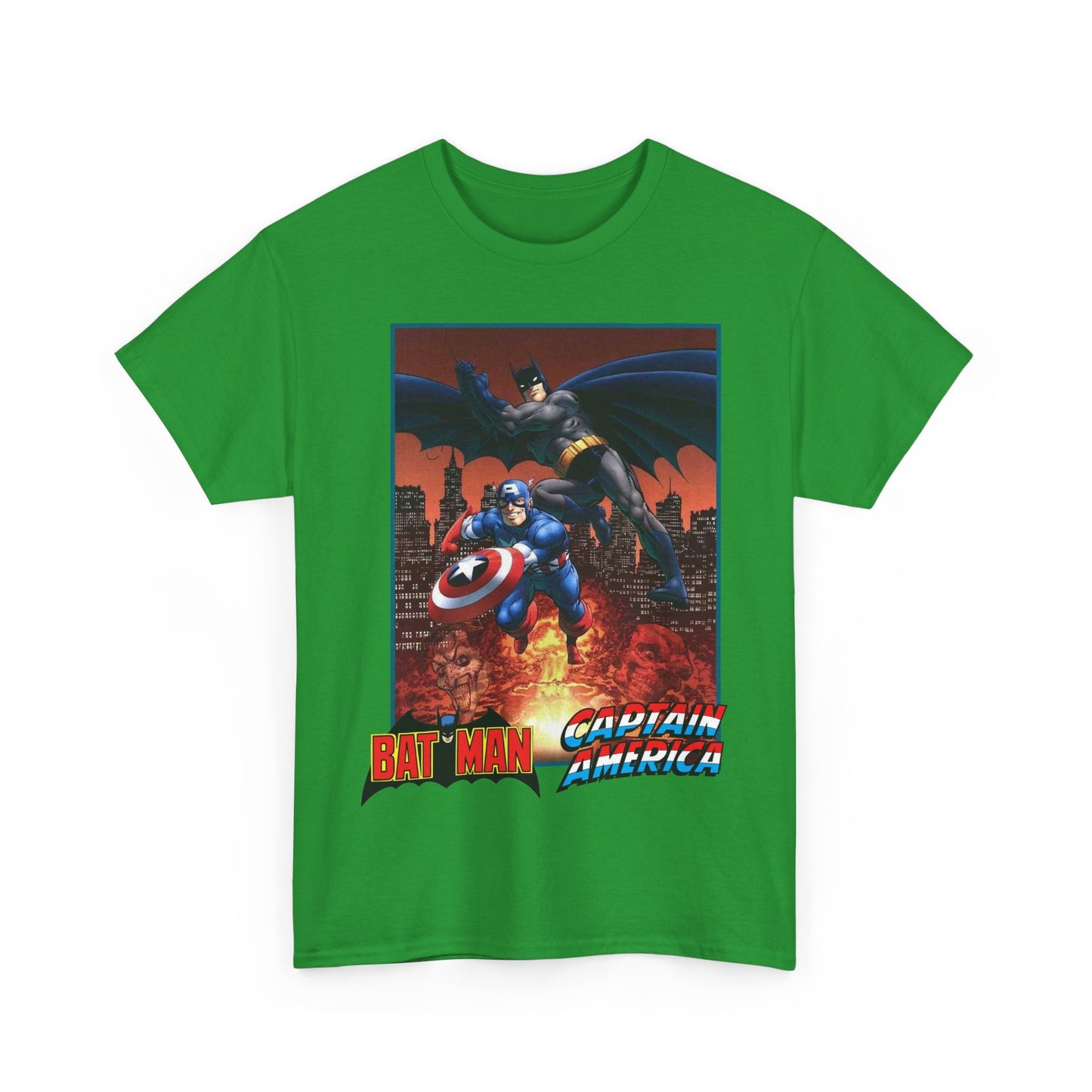 Batman & Captain America T-Shirt - John Byrne Art - Joker & Red Skull - Marvel & DC Comics Crossover Art