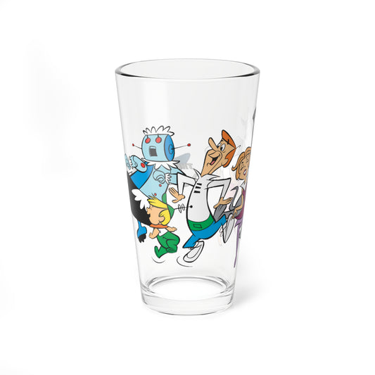 Jetsons Pint Glass, 16oz - George, Jane, Judy, Astro, Elroy - Hanna-Barbera Cartoon - Futuristic