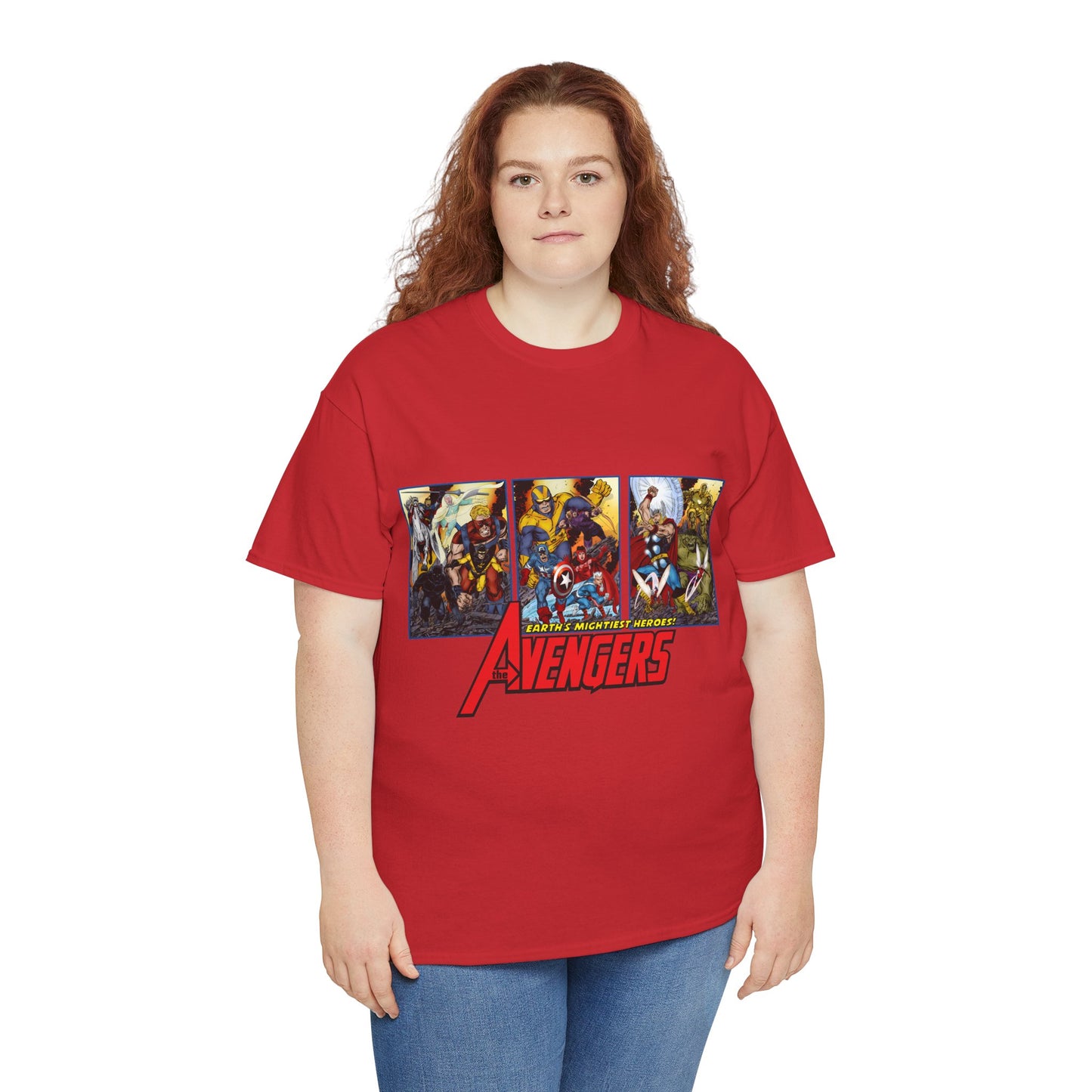 Avengers T-Shirt - John Byrne Art - Thor, Captain America, Iron Man, Hulk, Scarlet Witch, Wasp, Quicksilver, The Black Knight - Marvel Comics