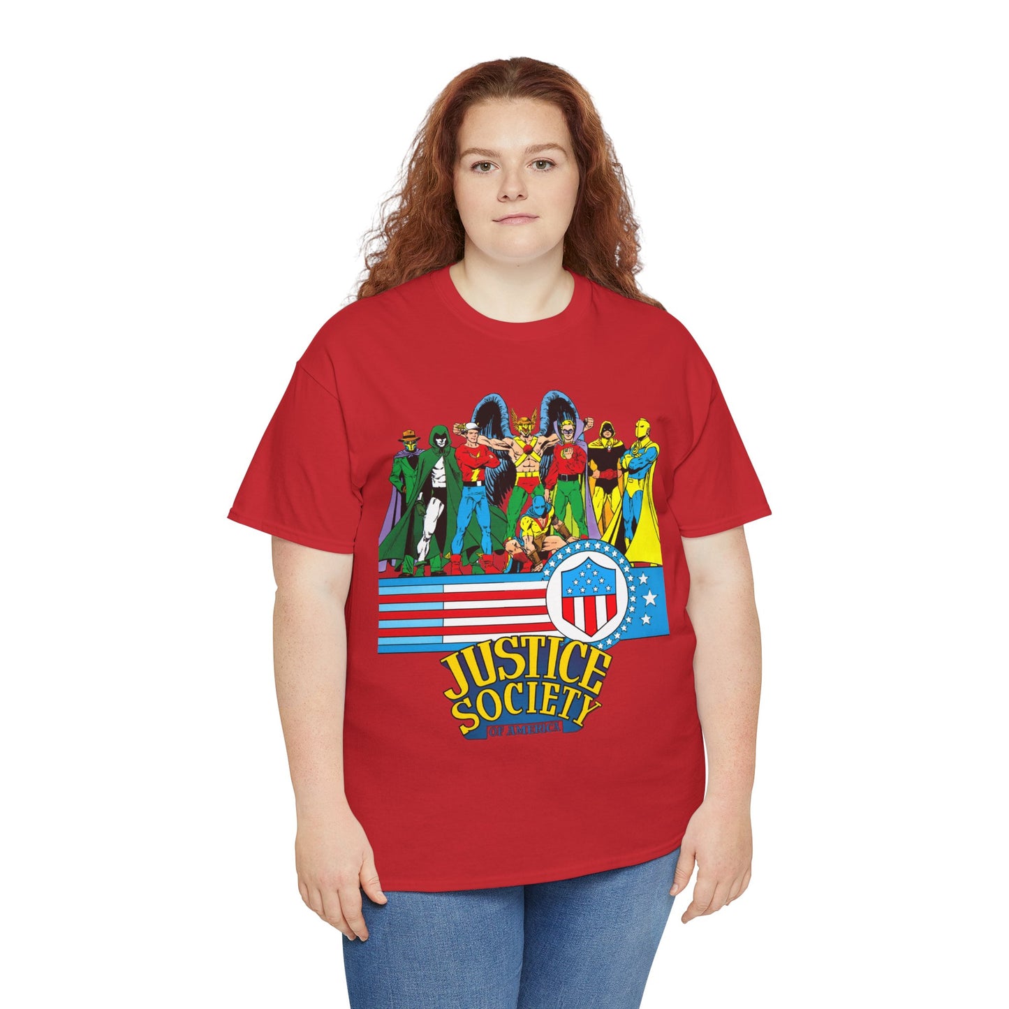 Justice Society of America T-Shirt - Amazing George Perez Art - History of the DC Universe - DC Comics - Dr Fate, Sandman, Flash, Hourman, Spectre, Hawkman