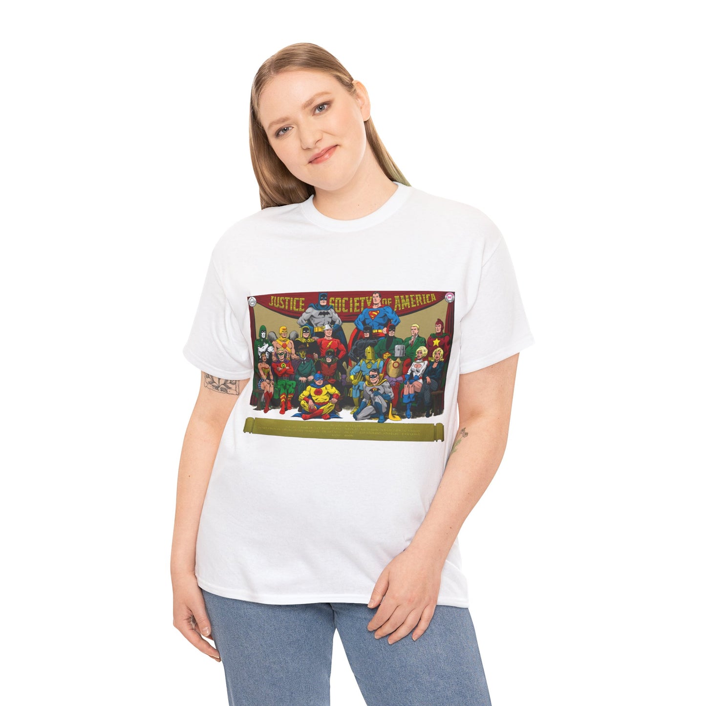JSA T-Shirt - Sandman, Starman, Atom, Dr Fate, Mr Terrific, Flash, Green Lantern - DC Comics - Justice Society of America - Golden Age
