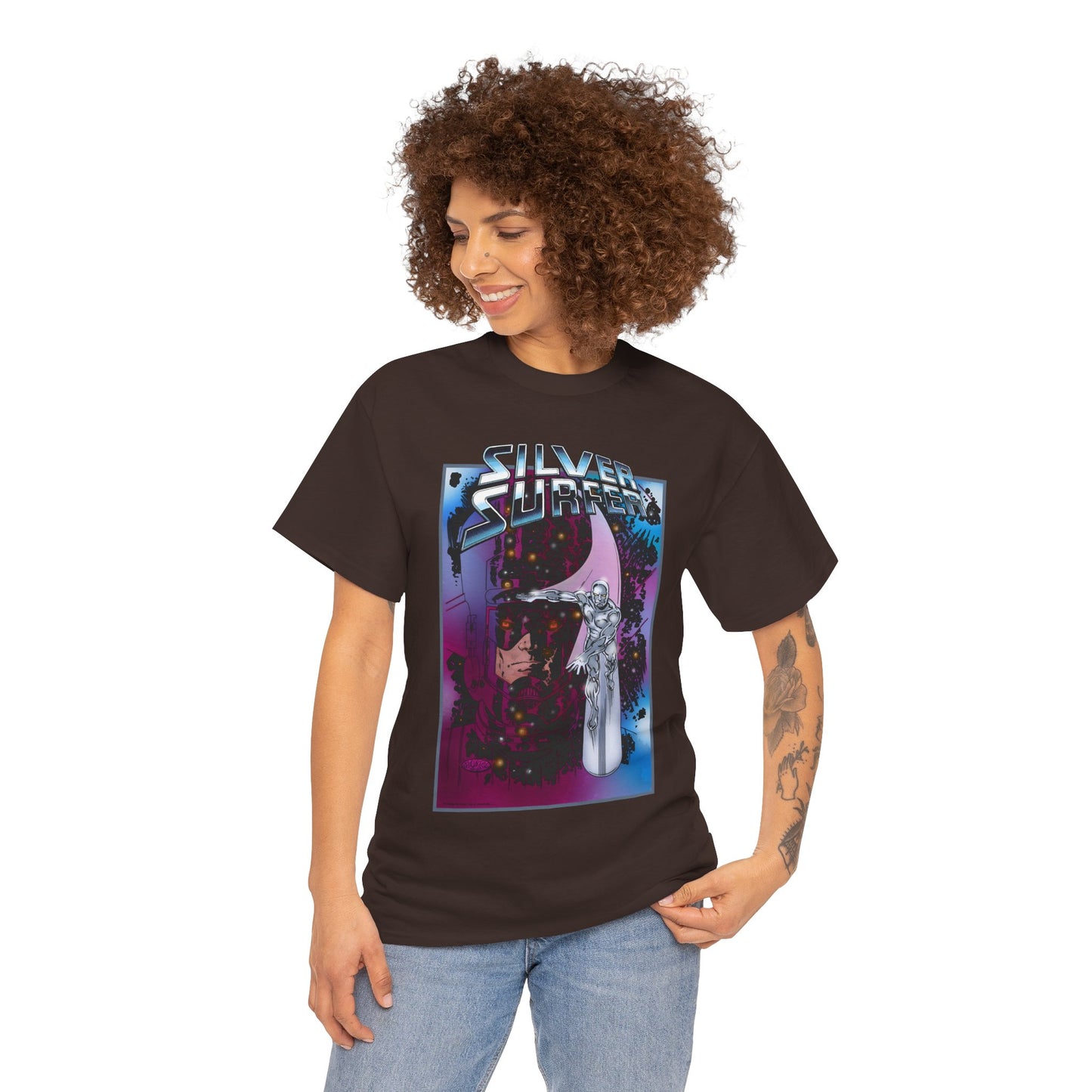 Silver Surfer & Galactus T-Shirt - John Byrne Art - Fantastic Four Connection - Former Herald, Norrin Radd - Marvel Comics