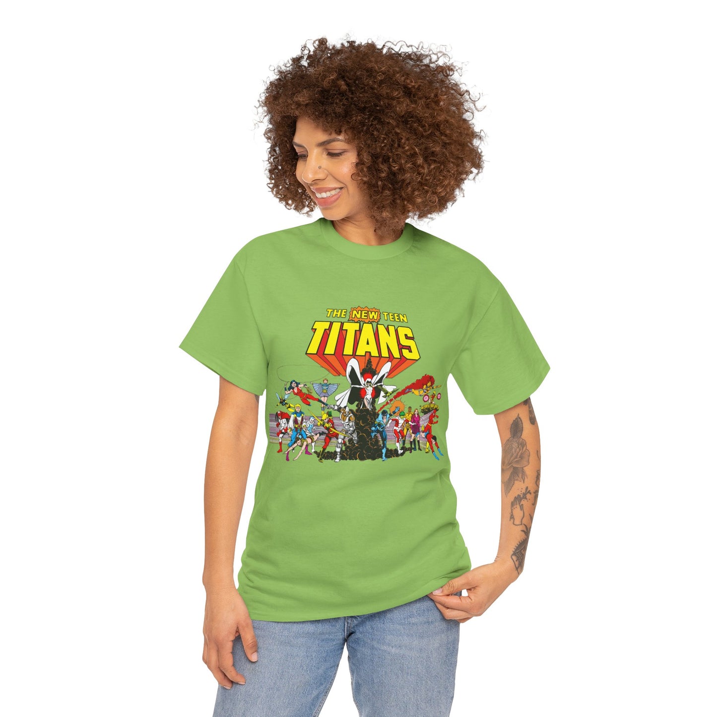 New Teen Titans T-Shirt - George Perez Art - Nightwing, Starfire, Cyborg, Speedy, Bumblebee, Hawk, Dove, Speedy, Wonder Girl, Terra, Lilith - DC Comics