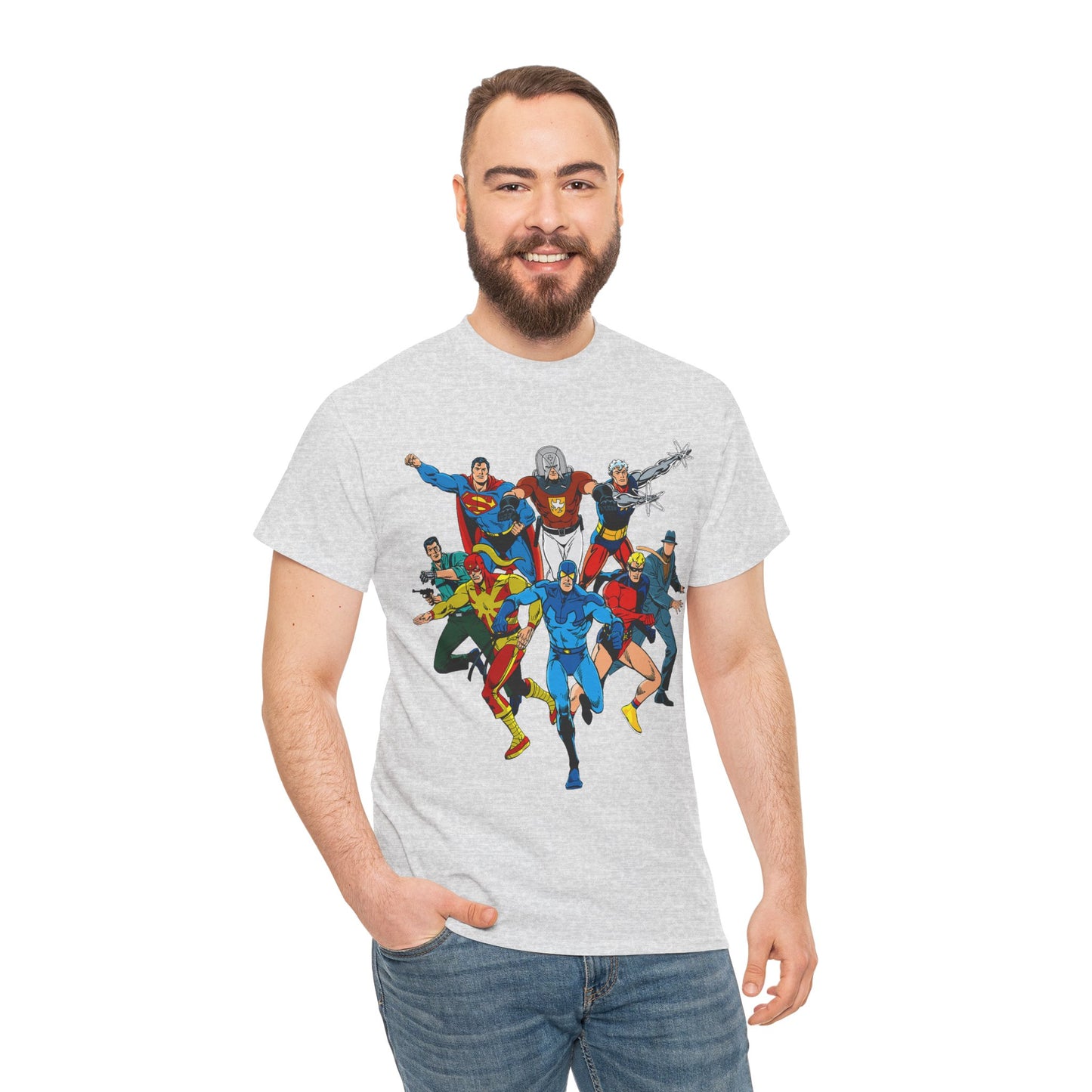 Charlton Characters T-Shirt - DC Comics - Captain Atom, Peacemaker, The Question, Blue Beetle, Judomaster