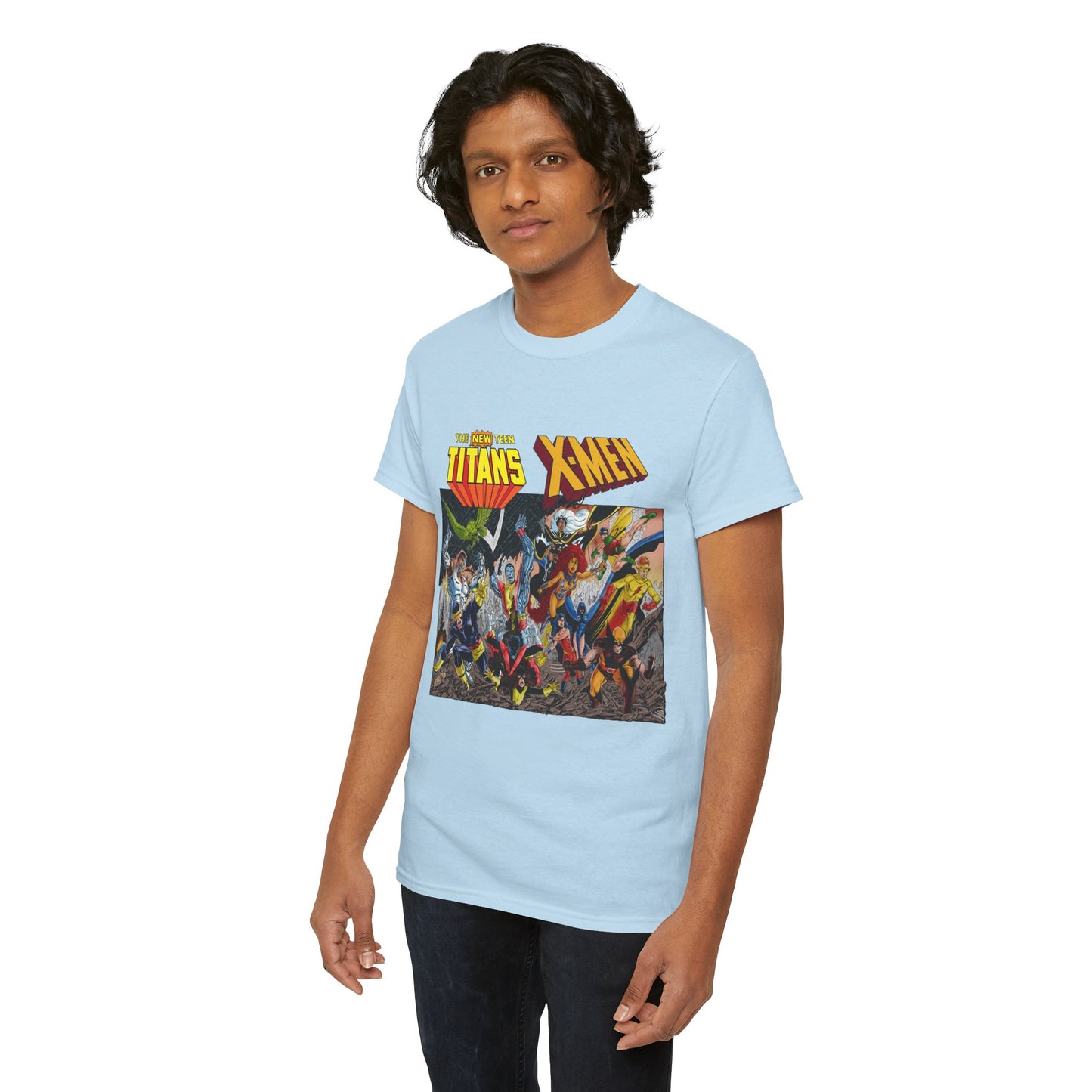 Uncanny X-Men Vs New Teen Titans T-Shirt - Amazing John Byrne Art - DC Comics, Marvel Comics Crossover - Wolverine, Starfire, Cyclops, Storm, Raven, Wonder Girl