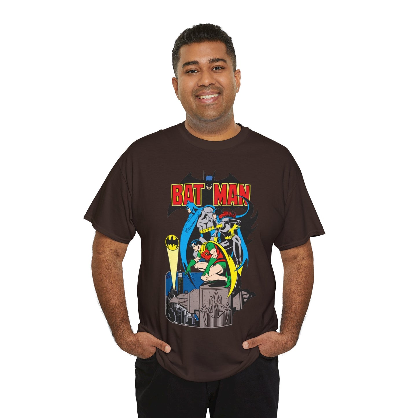 Batman, Robin & Batgirl T-Shirt - José Luis García-López Art - DC Comics Style Guide - 1970s Retro Art - Gotham City - Bat Signal
