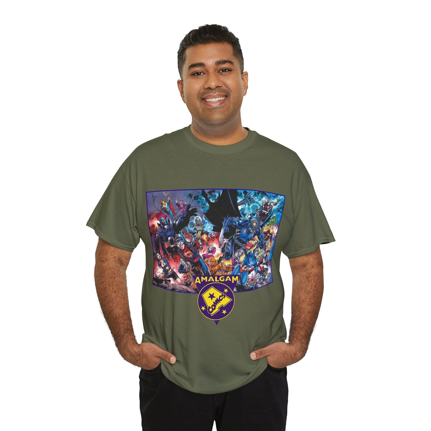 Amalgam T-Shirt - DC Vs Marvel Comics - 1990s - Jim Lee Art - Dark Claw, Amazon, Super Soldier, Spiderboy, Speed Demon