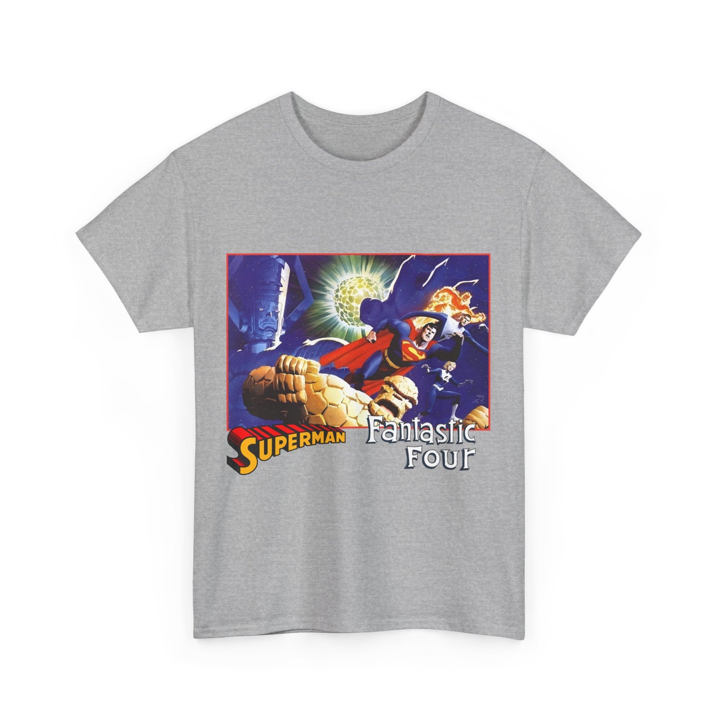 Superman & Fantastic Four T-Shirt - Marvel, DC Comics - Alex Ross, Dan Jurgens - 1990s Crossover Vs Galactus