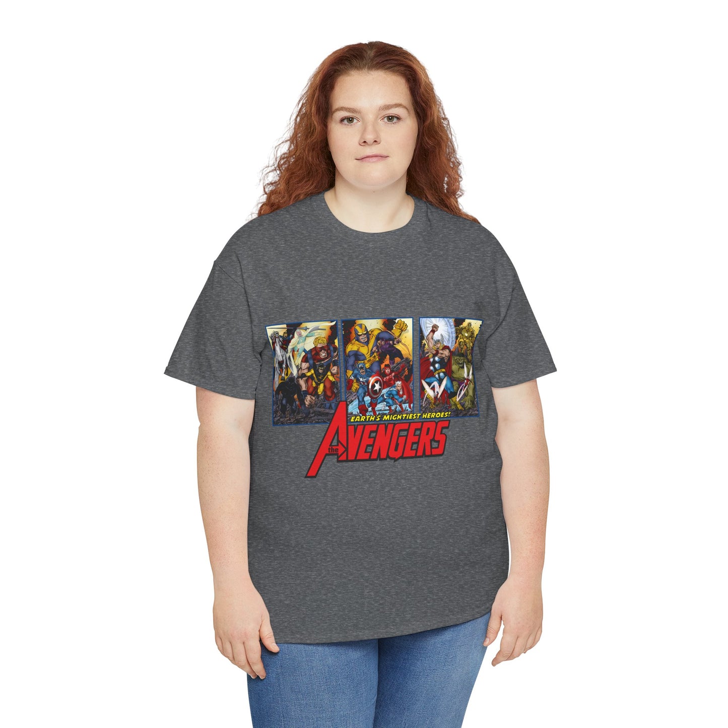 Avengers T-Shirt - John Byrne Art - Thor, Captain America, Iron Man, Hulk, Scarlet Witch, Wasp, Quicksilver, The Black Knight - Marvel Comics