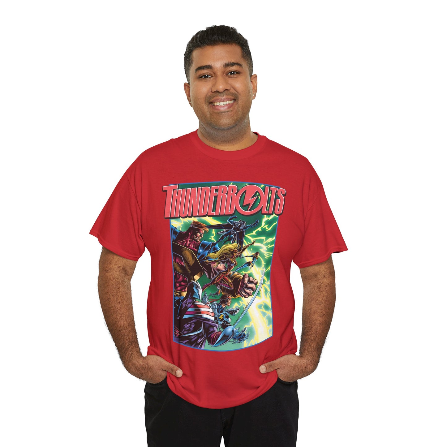 Thunderbolts T-Shirt - Amazing Mark Bagley Art - Citizen V, MACH-1, Atlas, Songbird, Fixer, Techno - Marvel Comics Characters - Avengers Connection