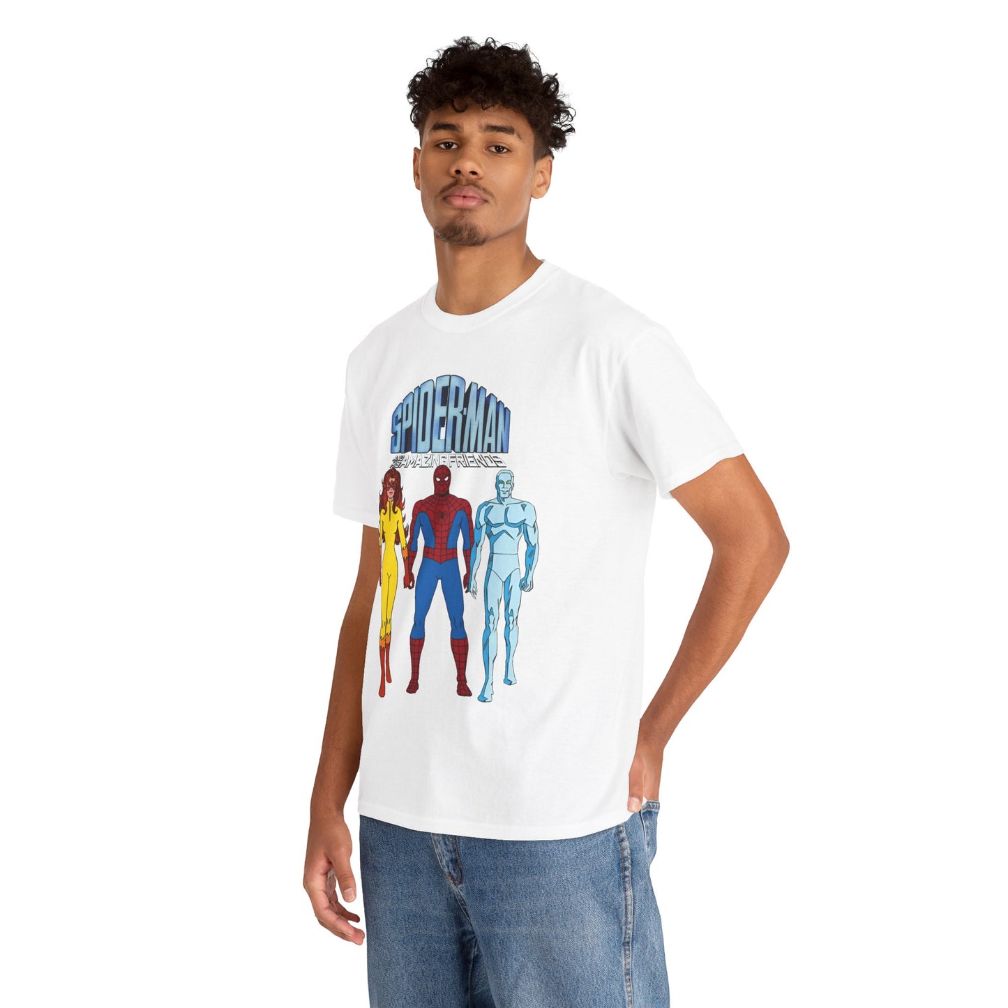 Spider-Man & His Amazing Friends T-Shirt - Spidey, Firestar, Iceman - Popular 1980s Marvel TV Cartoon - Marvel Comics