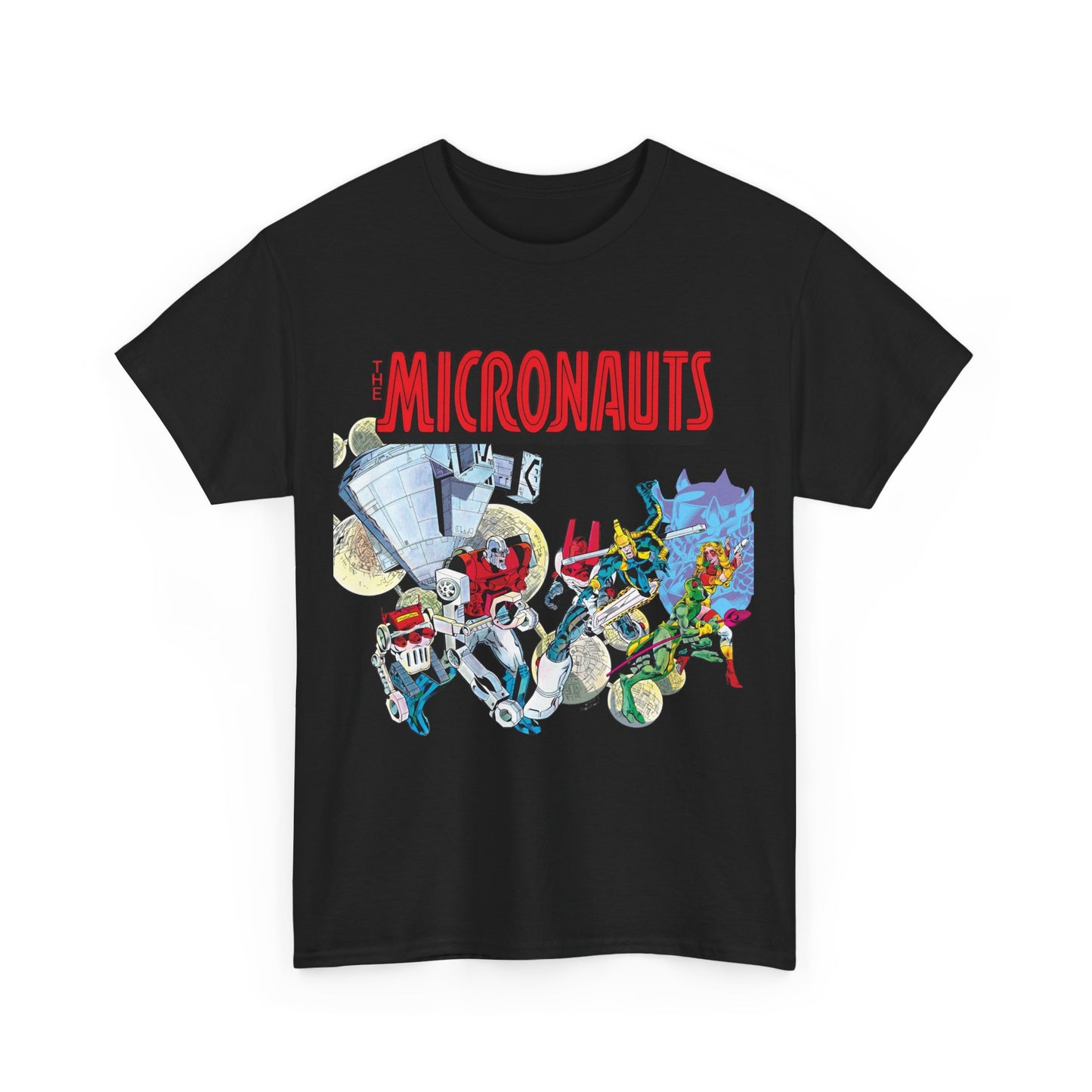 Micronauts T-Shirt - Jackson Guice Art - Arcturus Rann, Biotron, Marionette, Acroyear, Bug - Marvel Comics