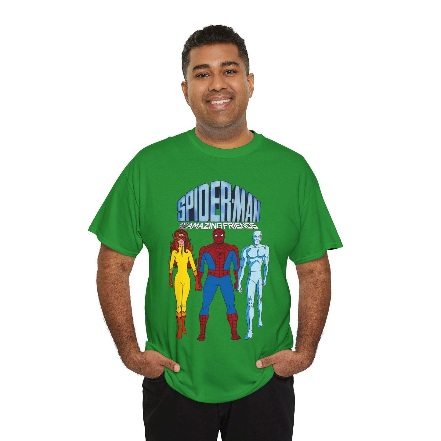 Spider-Man & His Amazing Friends T-Shirt - Spidey, Firestar, Iceman - Popular 1980s Marvel TV Cartoon - Marvel Comics