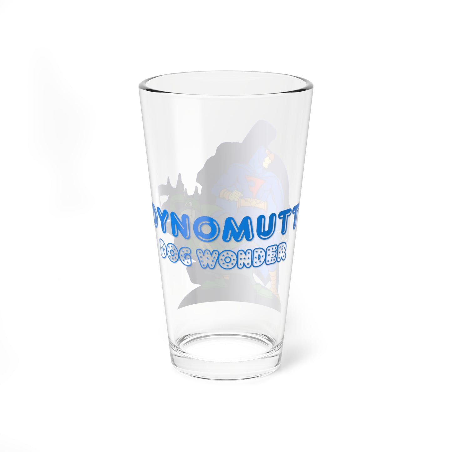 Dynomutt & Blue Falcon Pint Glass, 16oz - Hanna-Barbera Saturday Morning Cartoon - 1980s