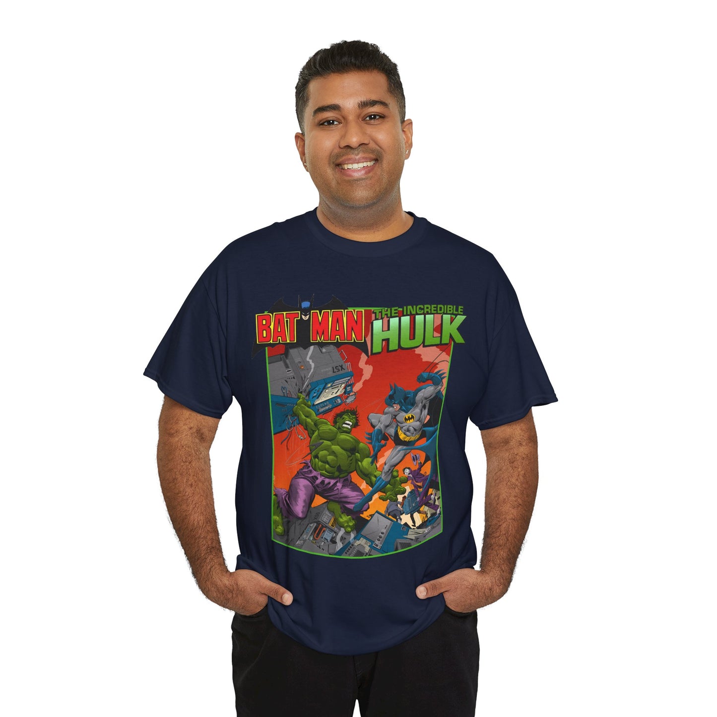 Batman Vs Incredible Hulk T-Shirt - DC Comics & Marvel - Joker - 1970s Team-Up