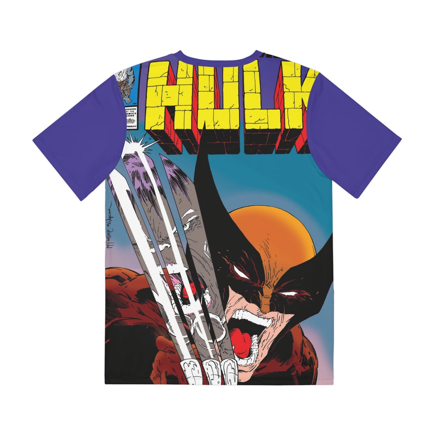 Incredible Hulk Vs Wolverine Polyester Tee (All-Over Print) - Iconic Todd McFarlane Art - #340 Cover - Marvel Comics