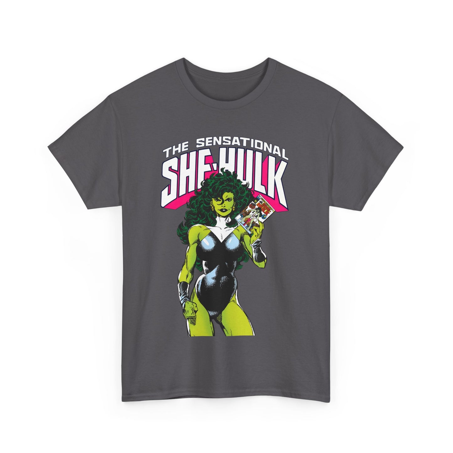 Sensational She-Hulk T-Shirt - Classic John Byrne Art - Jennifer Walters, Hulk's Cousin - Marvel Comics - Popular 1980s Series - "Rip Up Your X-Men!"