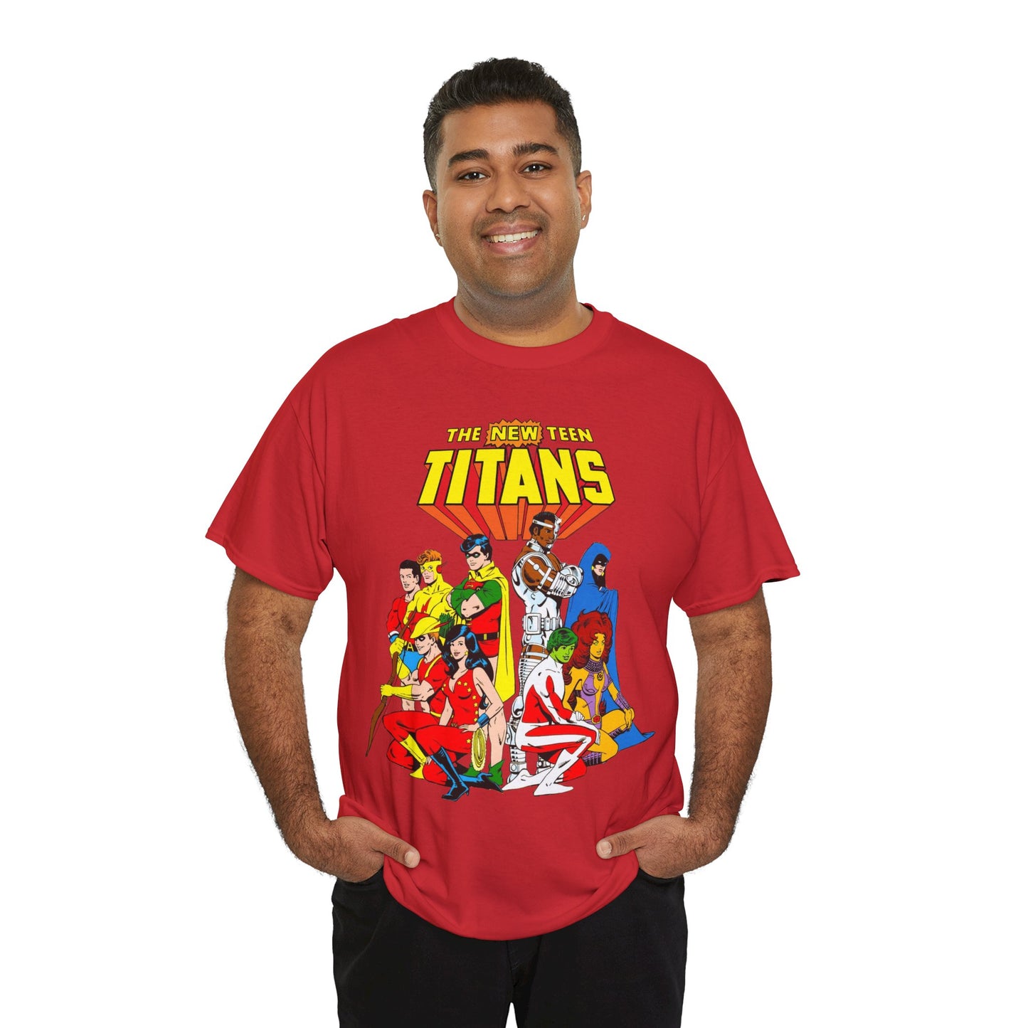 New Teen Titans T-Shirt - George Perez Art - Robin, Wonder Girl, Starfire, Raven, Cyborg, Speedy, Aqualad - DC Comics