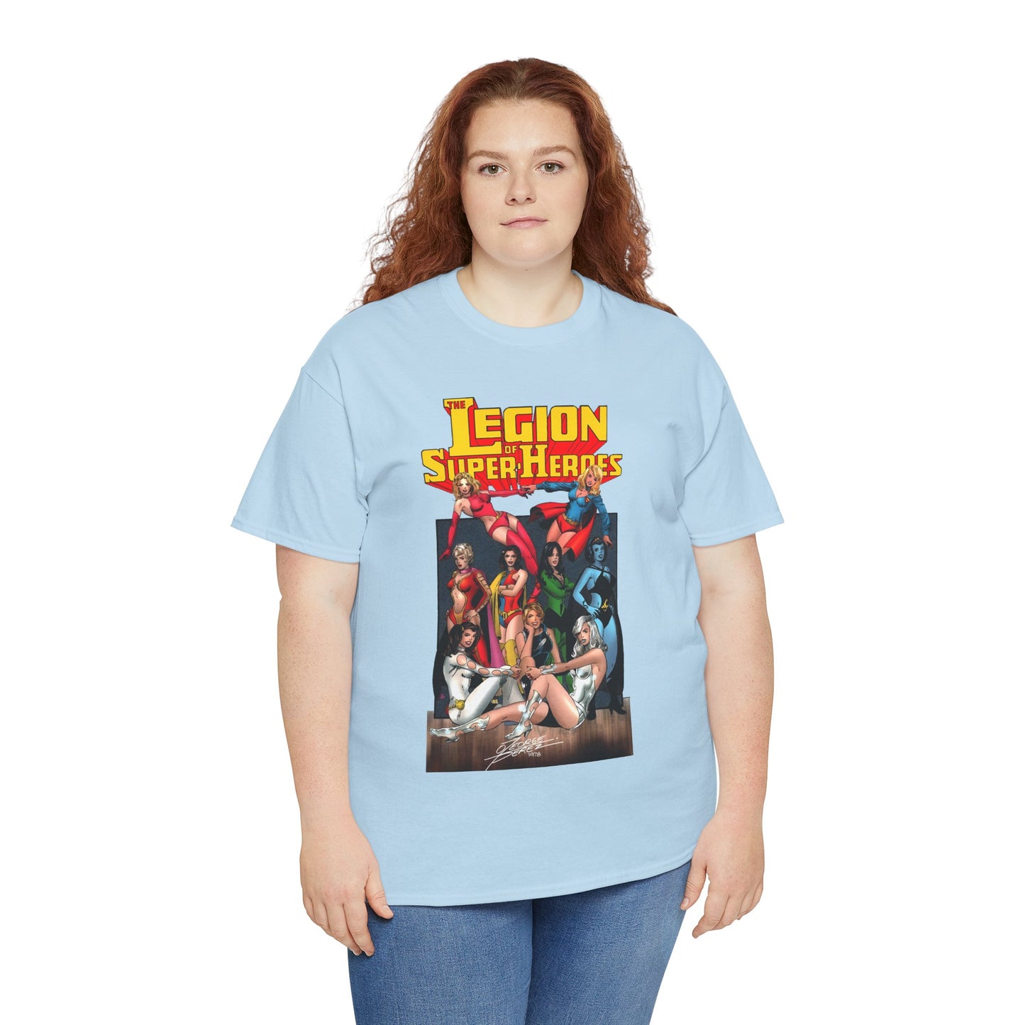 Legion of Super-Heroes T-Shirt - George Perez Art - Saturn Girl, Supergirl, Dream Girl, Shadow Lass, Phantom Girl - The Super Woman of LOSH - DC Comics
