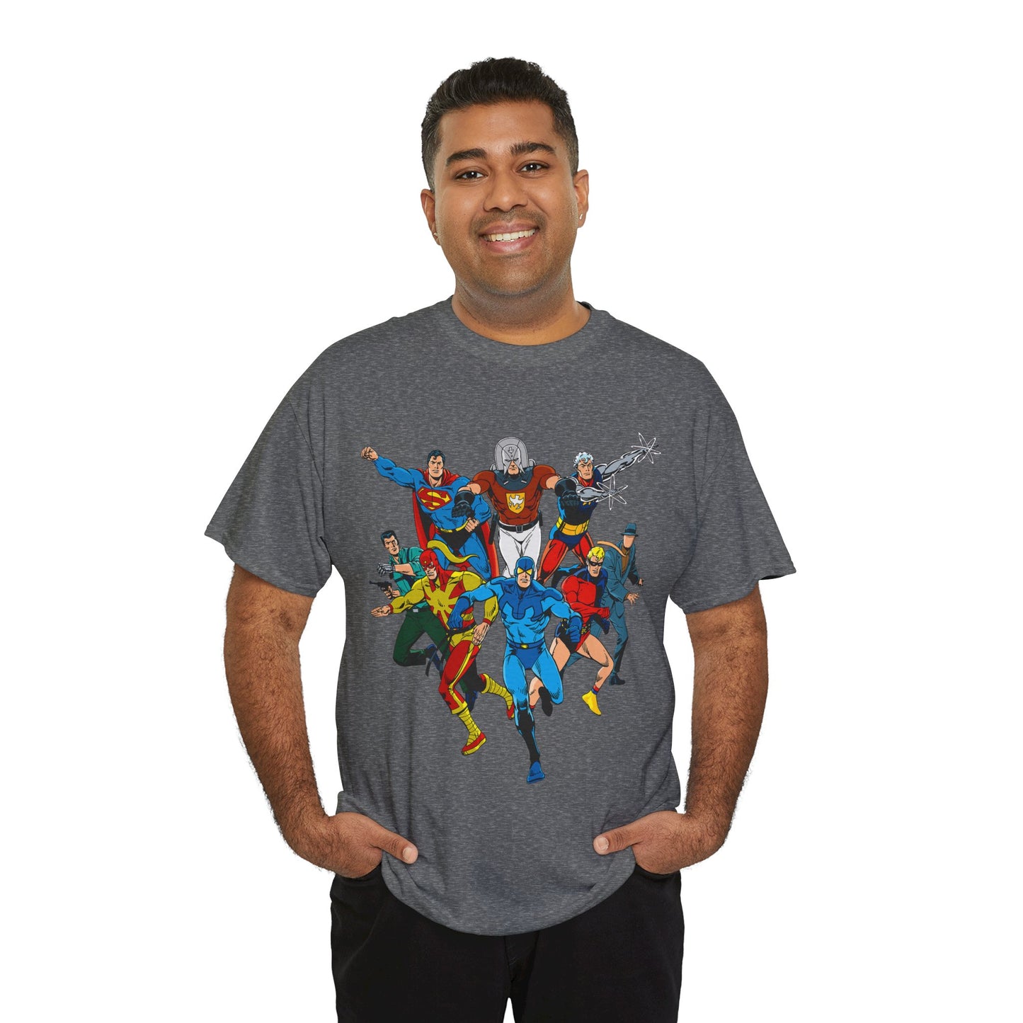 Charlton Characters T-Shirt - DC Comics - Captain Atom, Peacemaker, The Question, Blue Beetle, Judomaster
