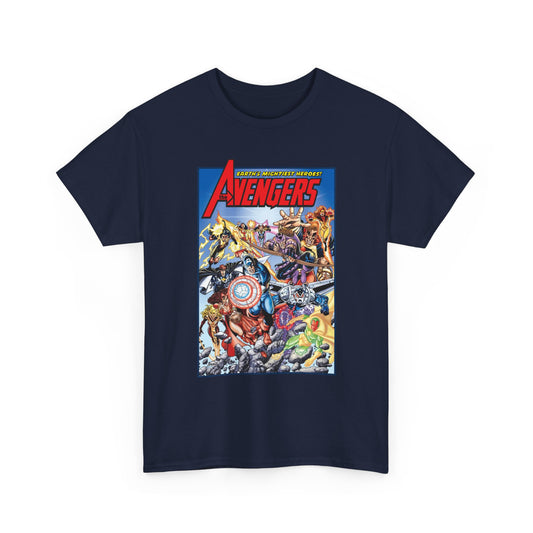 Avengers & Thunderbolts T-Shirt - George Perez Art - Captain America, Iron Man, Wonder Man, Scarlet Witch, Hawkeye, Citizen V, MACH-1, Techno, Atlas, Songbird - Marvel Comics