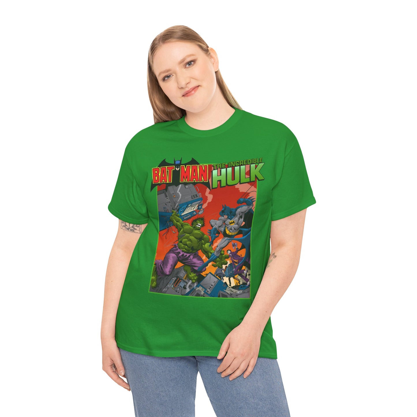 Batman Vs Incredible Hulk T-Shirt - DC Comics & Marvel - Joker - 1970s Team-Up