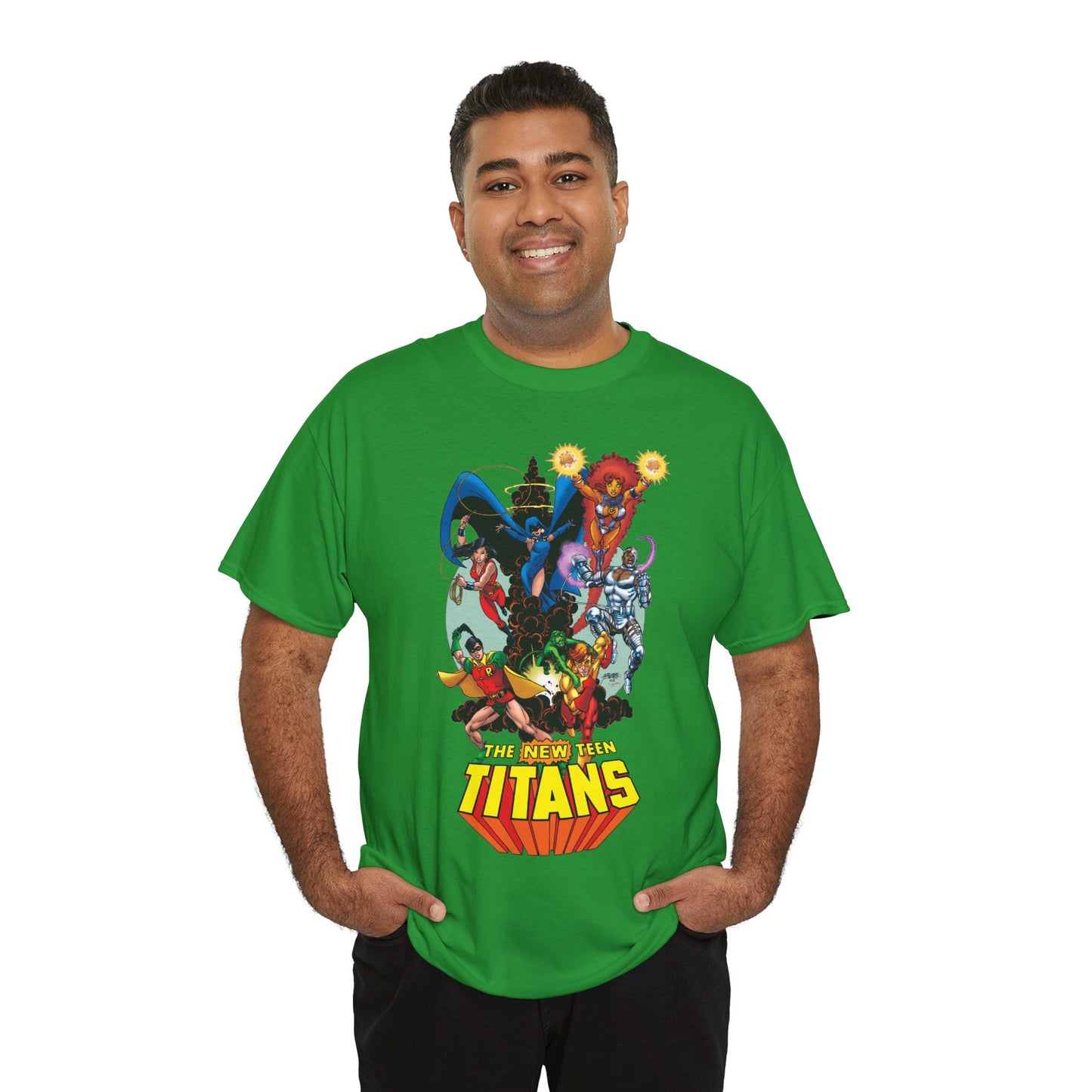 New Teen Titans T-Shirt - George Perez Art - Raven, Cyborg, Robin, Starfire, Wonder Girl, Changeling - DC Comics