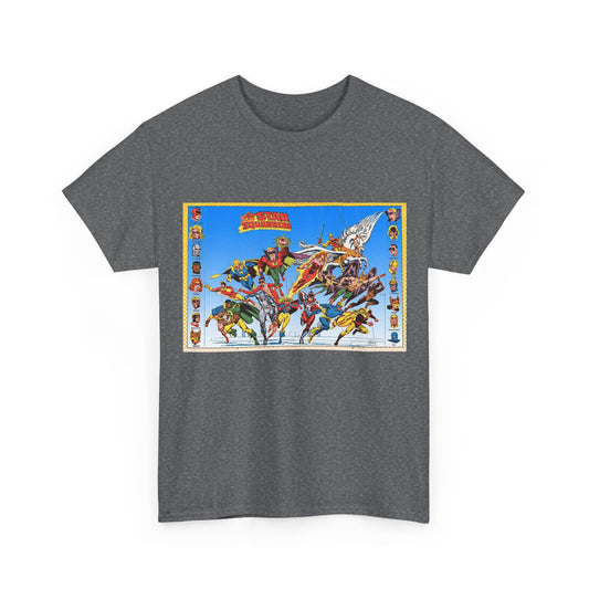 All-Star Squadron T-Shirt - Jerry Ordway Art - JSA Connection - Firebrand, Robotman, Amazing Man, Shining Knight, Tarantula, Dr Fate - Retro 1980s Series - DC Comics