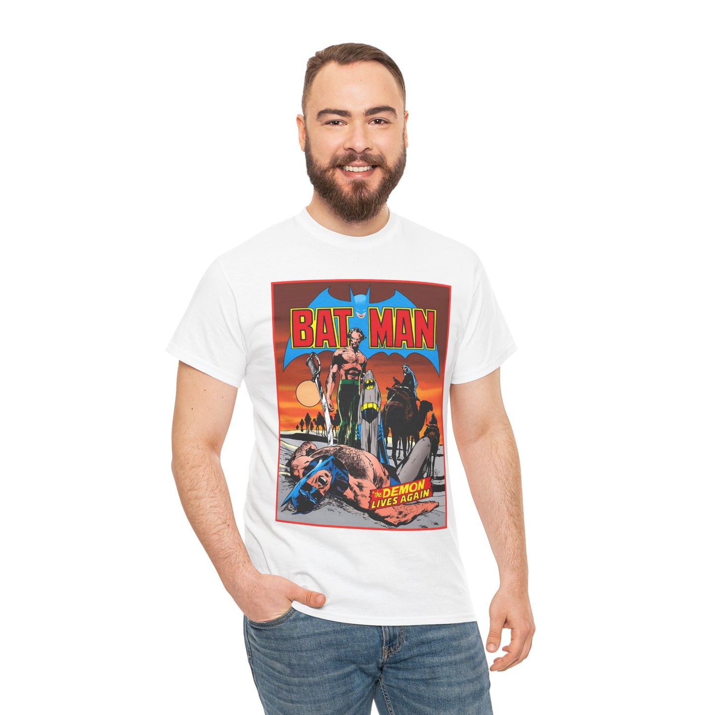 Batman T-Shirt - Neal Adams Art - R'as Al Ghul - Demon Lives Again - DC Comics - Dark Knight Detective