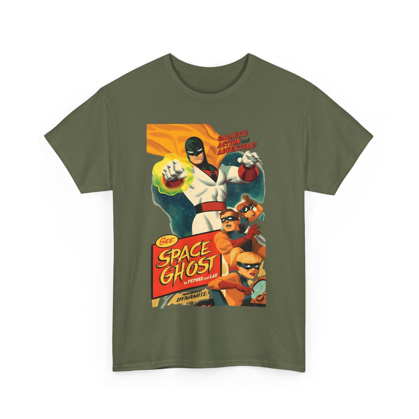 Space Ghost T-Shirt - Frank Cho Art - Jan, Jace & Blip - Movie Poster Style Artwork - Alex Toth Creation - Hanna-Barbera Cartoon