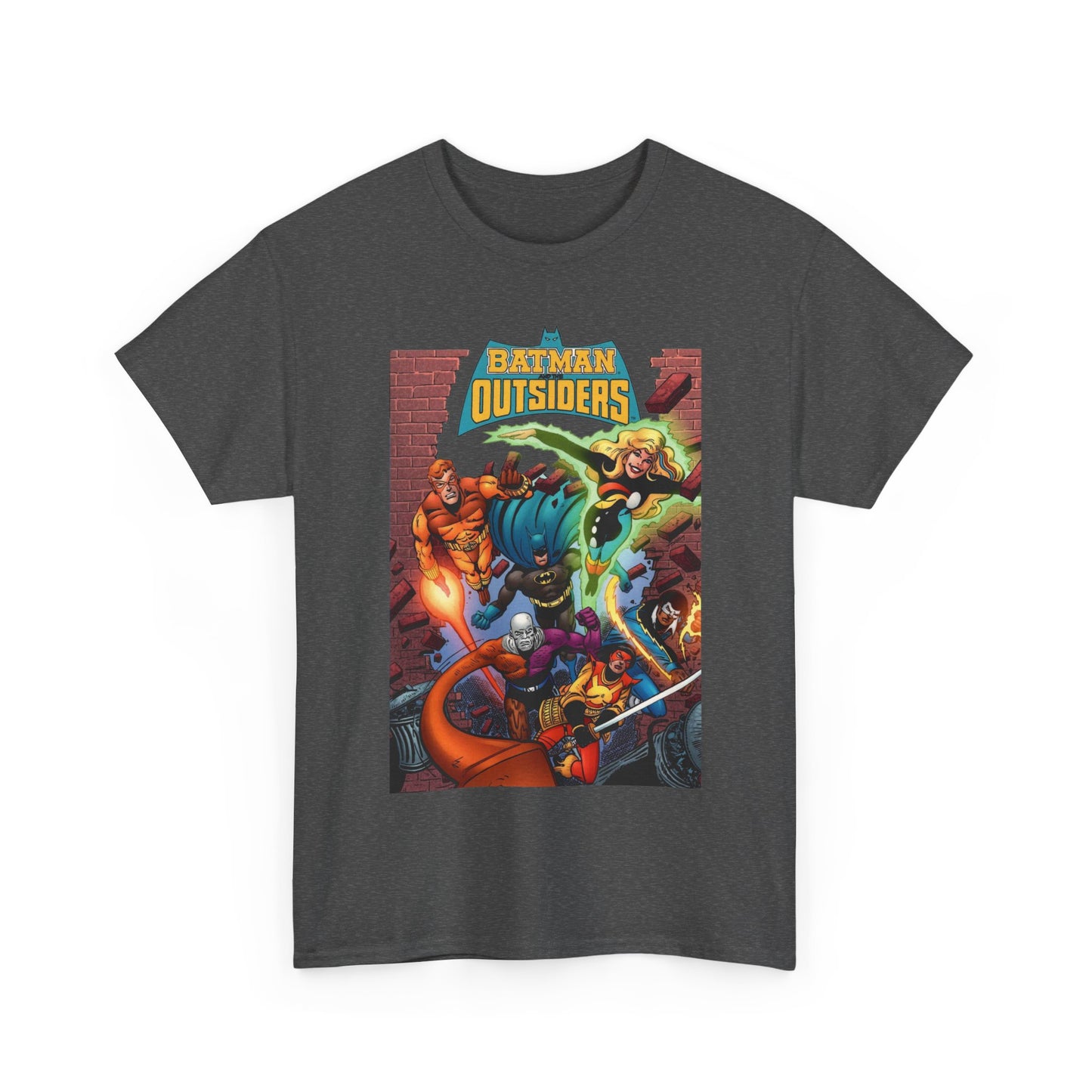 Batman & the Outsiders T-Shirt - Jim Aparo Art - Metamorpho, Katana, Halo, Black Lightning, Geo-Force - DC Comics