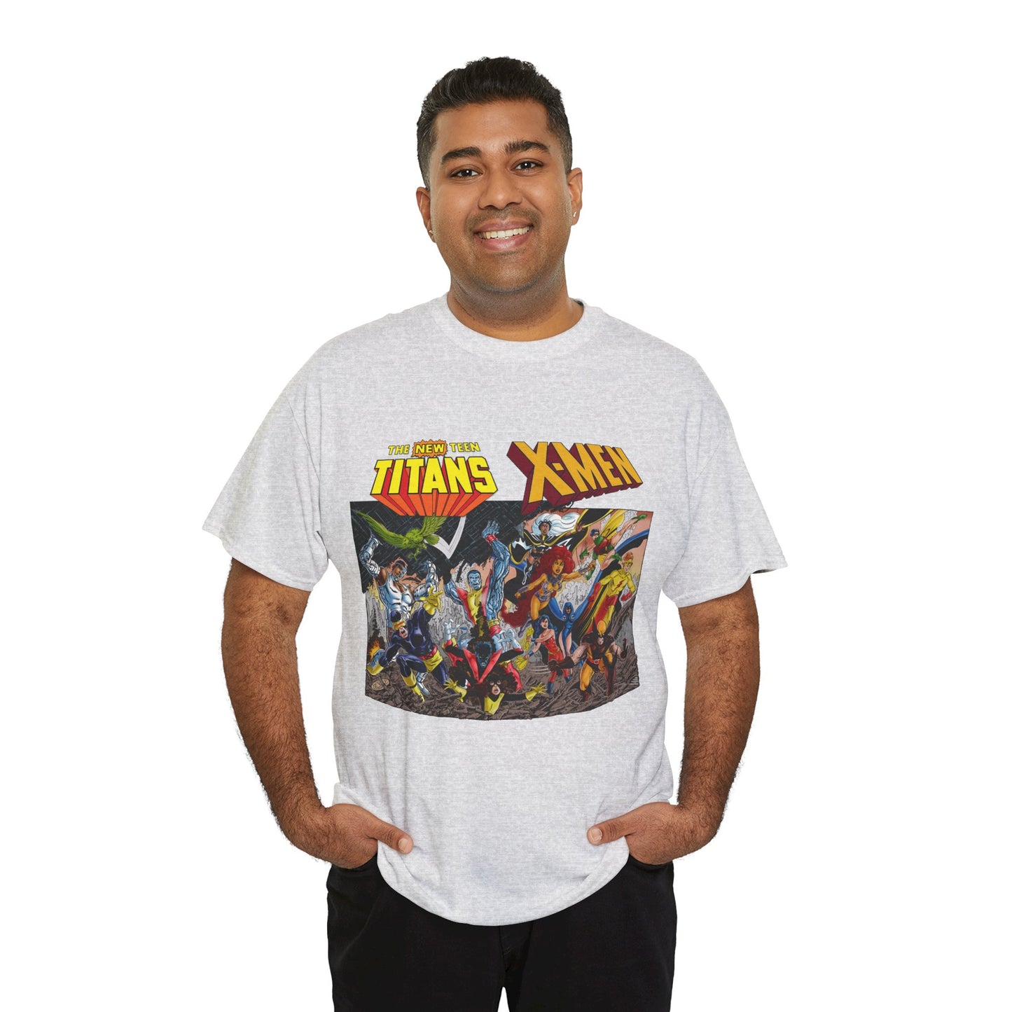 Uncanny X-Men Vs New Teen Titans T-Shirt - Amazing John Byrne Art - DC Comics, Marvel Comics Crossover - Wolverine, Starfire, Cyclops, Storm, Raven, Wonder Girl