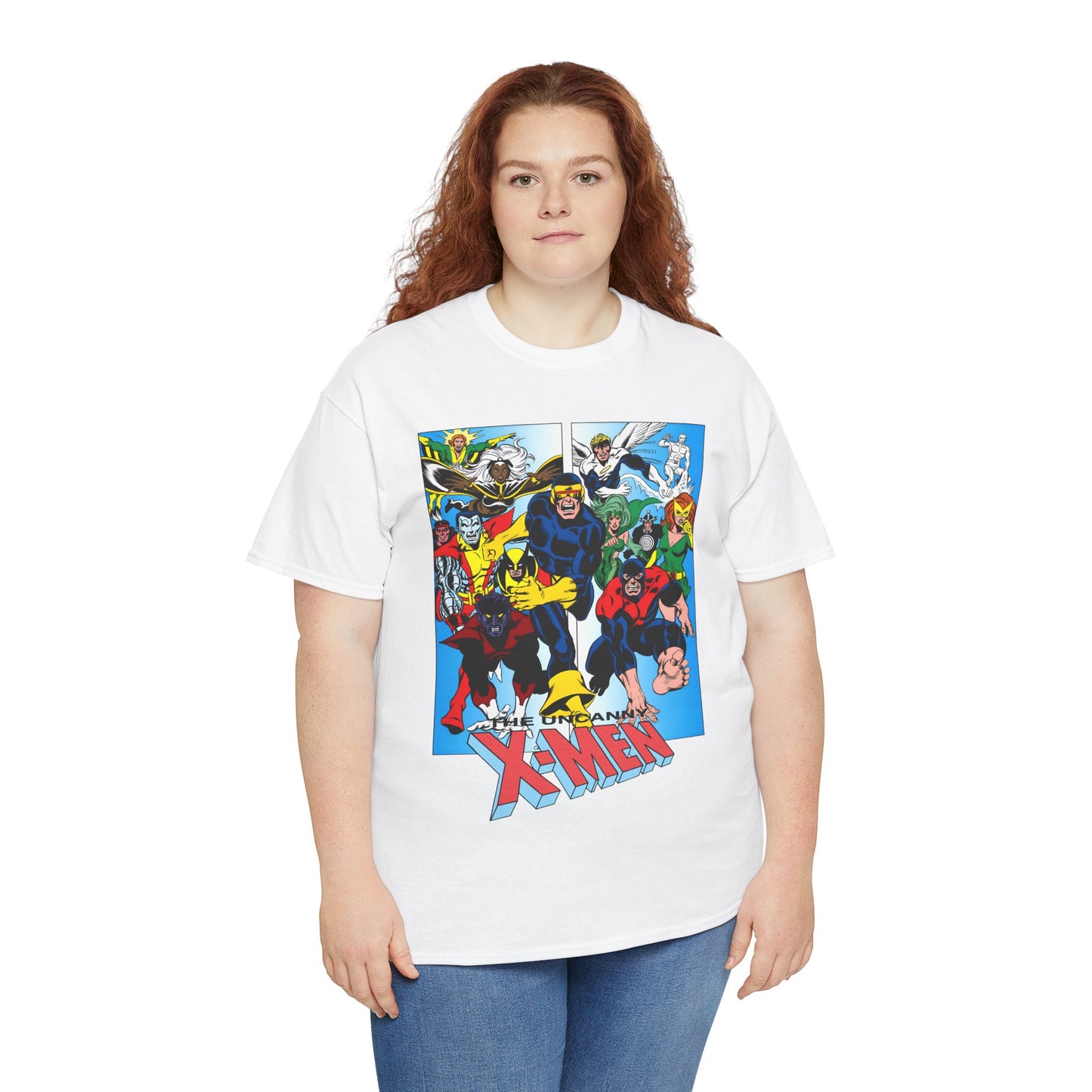 Uncanny X-Men T-Shirt - Classic Dave Cockrum Art - Popular Marvel Comics Series - Wolverine, Storm, Cyclops, Nightcrawler, Jean Grey, Iceman, Banshee, Beast