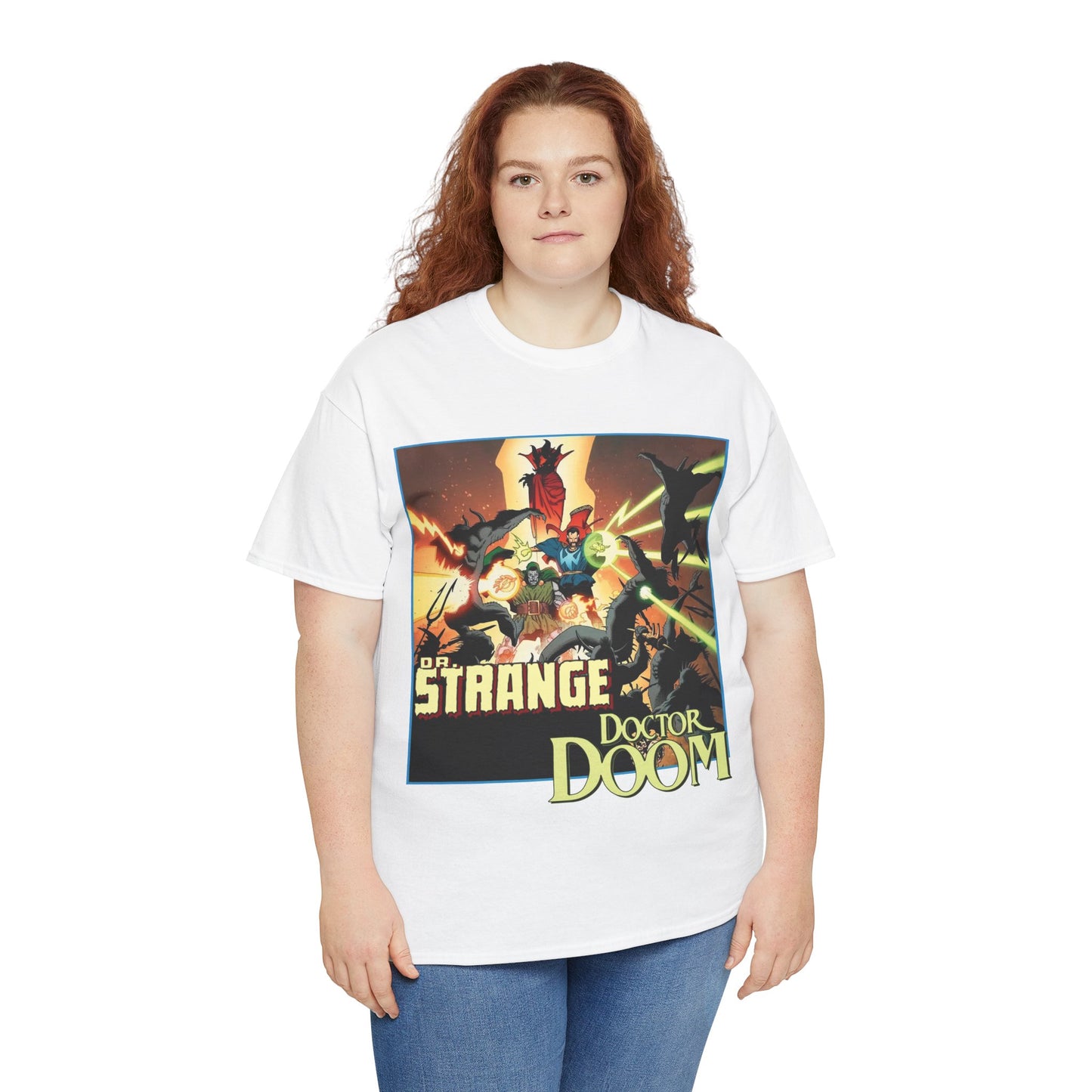 Dr Strange & Doctor Doom T-Shirt - Mike Mignola Art - Triumph & Torment - 1980s Graphic Novel Fighting Mephisto - Marvel Comics