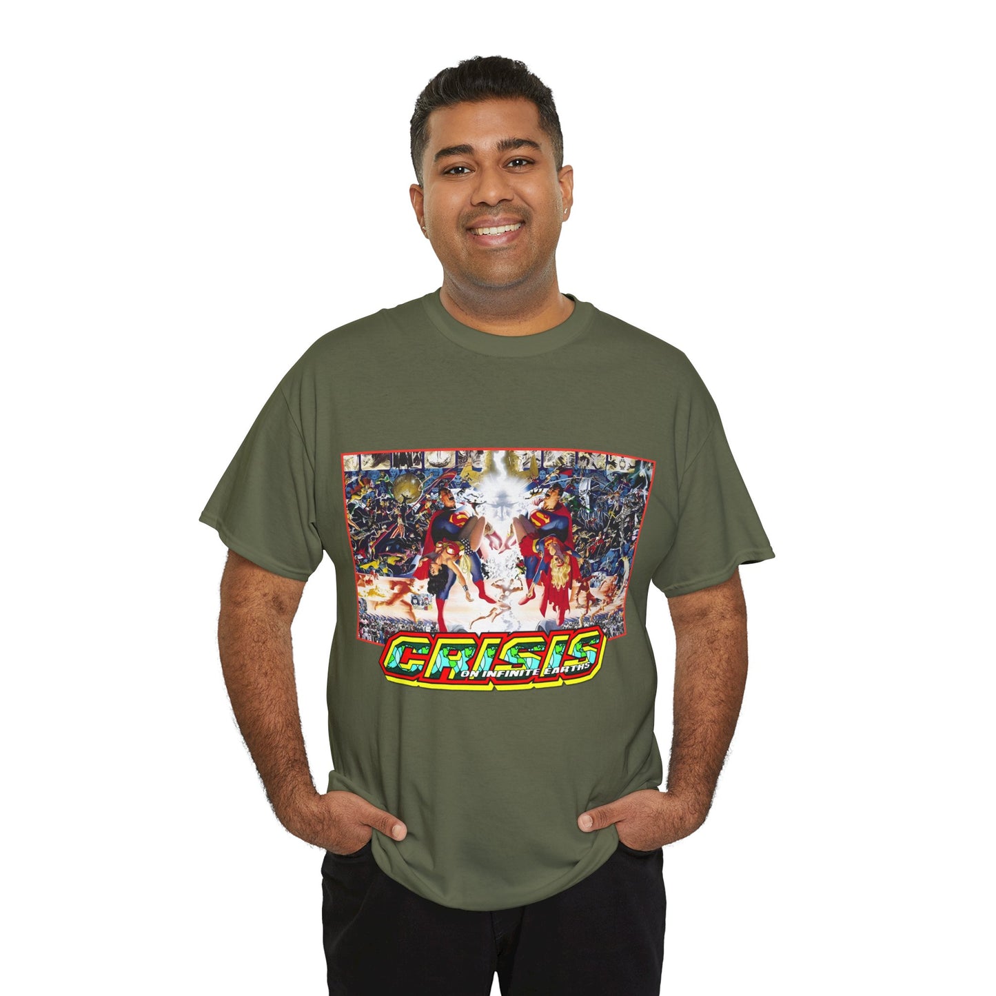 Crisis on Infinite Earths T-Shirt - Alex Ross & George Perez Art - Superman, Wonder Woman, Supergirl, Flash, Monitor, Anti-Monitor - DC Comics