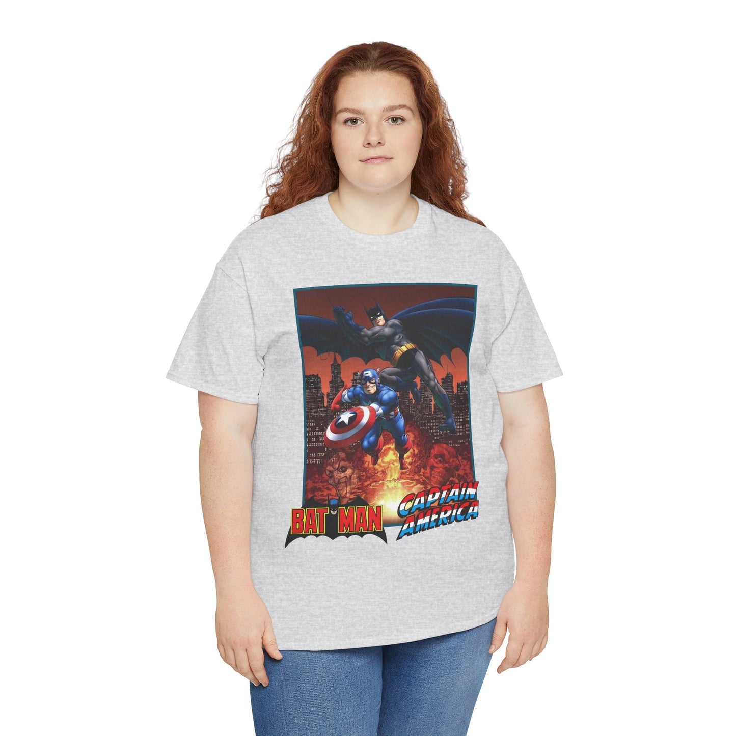 Batman & Captain America T-Shirt - John Byrne Art - Joker & Red Skull - Marvel & DC Comics Crossover Art
