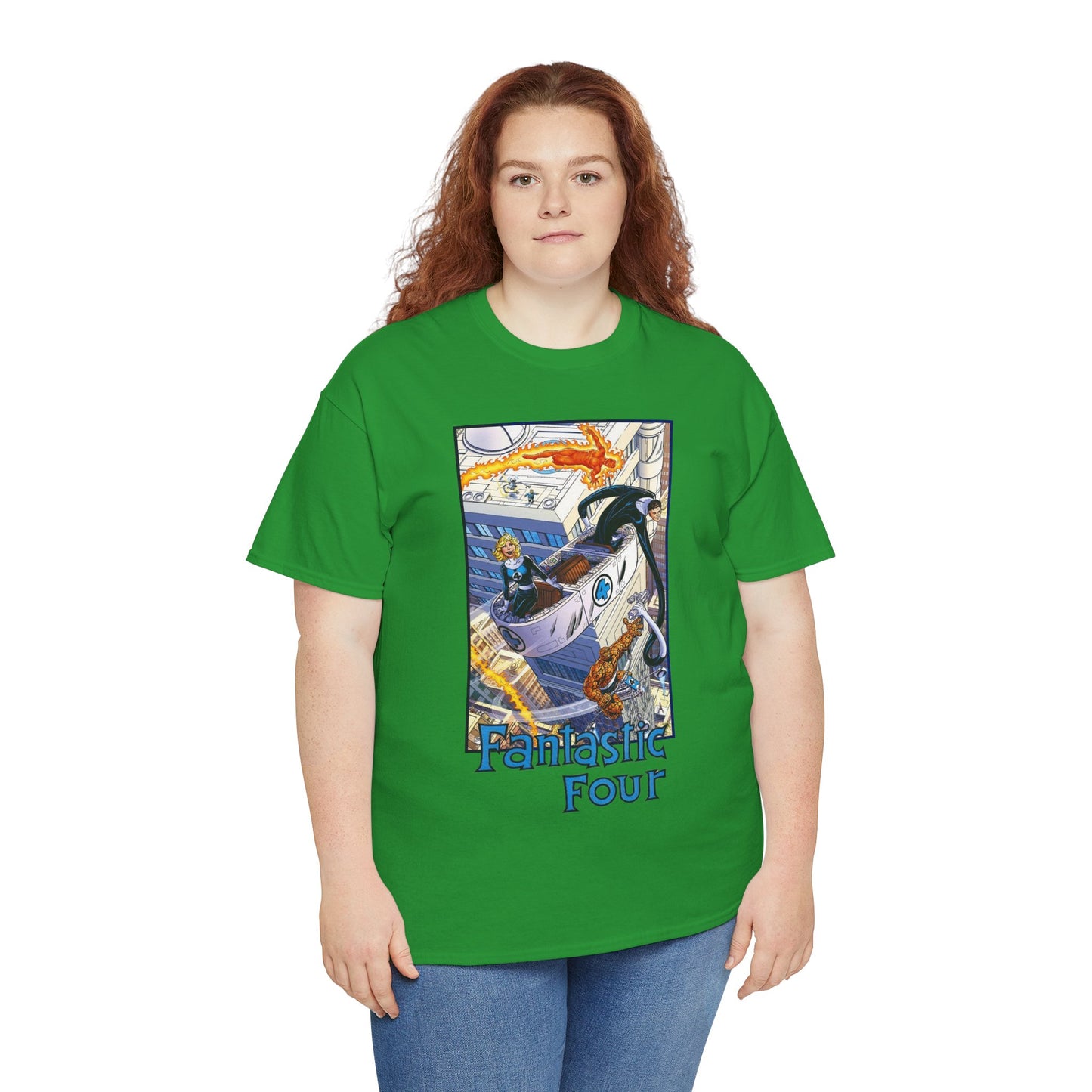 Fantastic Four T-Shirt - John Byrne Art - Invisible Woman, Thing, Human Torch, Reed Richards - Fantasticar, Baxter Building - Marvel Comics
