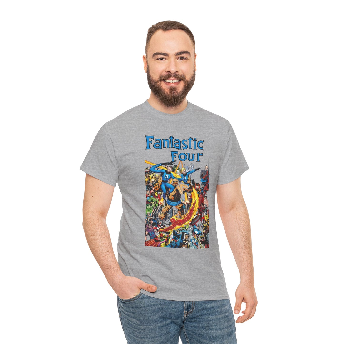 Fantastic Four T-Shirt - Classic John Byrne Art - Popular Marvel Comics Characters - Human Torch, The Thing, Invisible Woman, Reed Richards - 2025 MCU Movie
