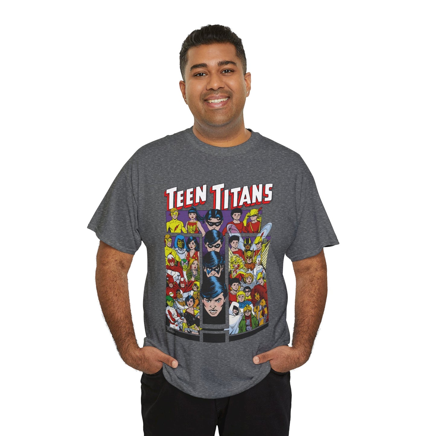 Teen Titans T-Shirt - George Perez Art - Wonder Girl, Bumblebee, Kid Flash, Starfire, Cyborg, Raven, Lilith, Flash, Hawn & Dove, Robin - DC Comics