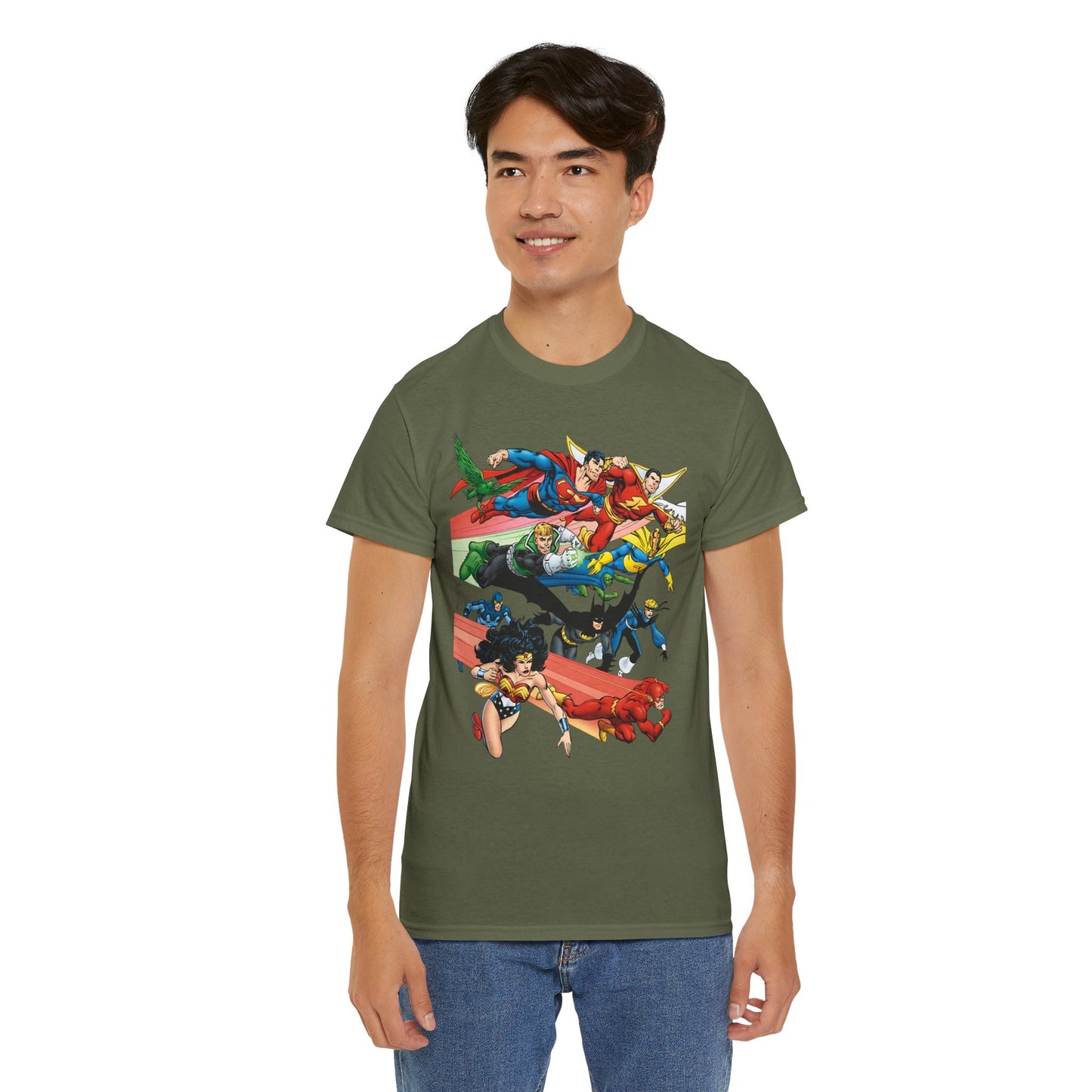 DC Legends T-Shirt - John Byrne Art - Superman, Dr Fate, Blue Beetle, Wonder Woman, Black Canary, Guy Gardner - DC Comics