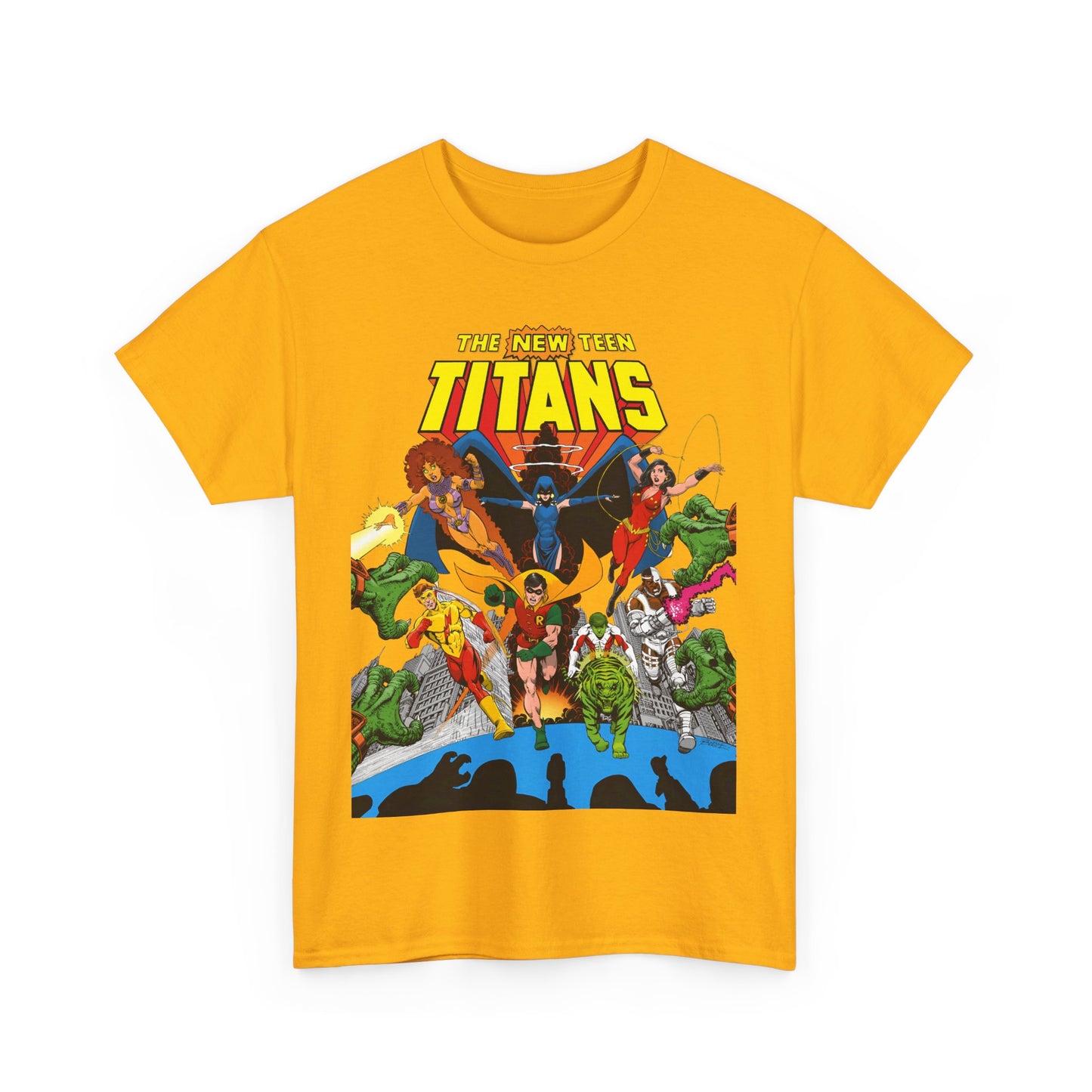 New Teen Titans T-Shirt - George Perez Art - Robin, Wonder Girl, Kid Flash, Changeling, Starfire, Cyborg, Raven - DC Comics - Classic 1980s Series