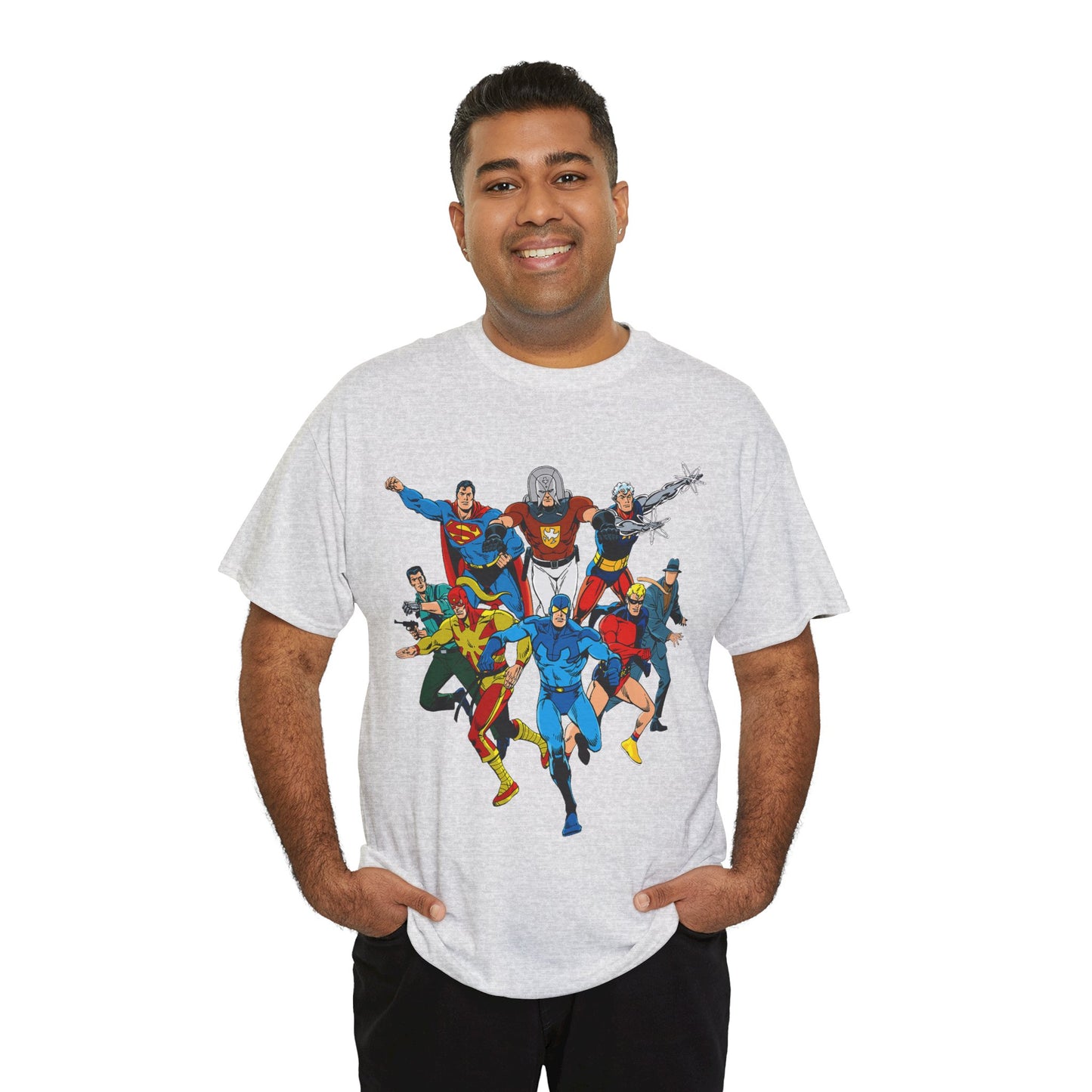 Charlton Characters T-Shirt - DC Comics - Captain Atom, Peacemaker, The Question, Blue Beetle, Judomaster