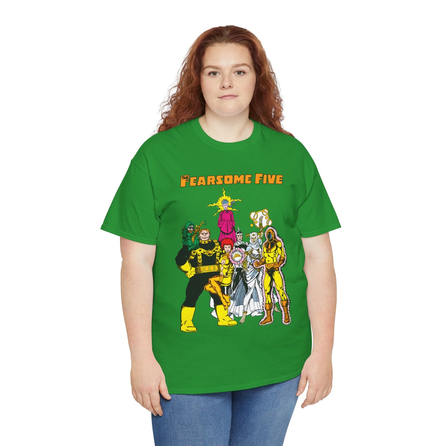Fearsome Five T-Shirt - George Perez Art - Dr Light, Shimmer, Mammoth, Gizmo, Psimon, Jinx, Neutron - Who's Who Art - DC Comics