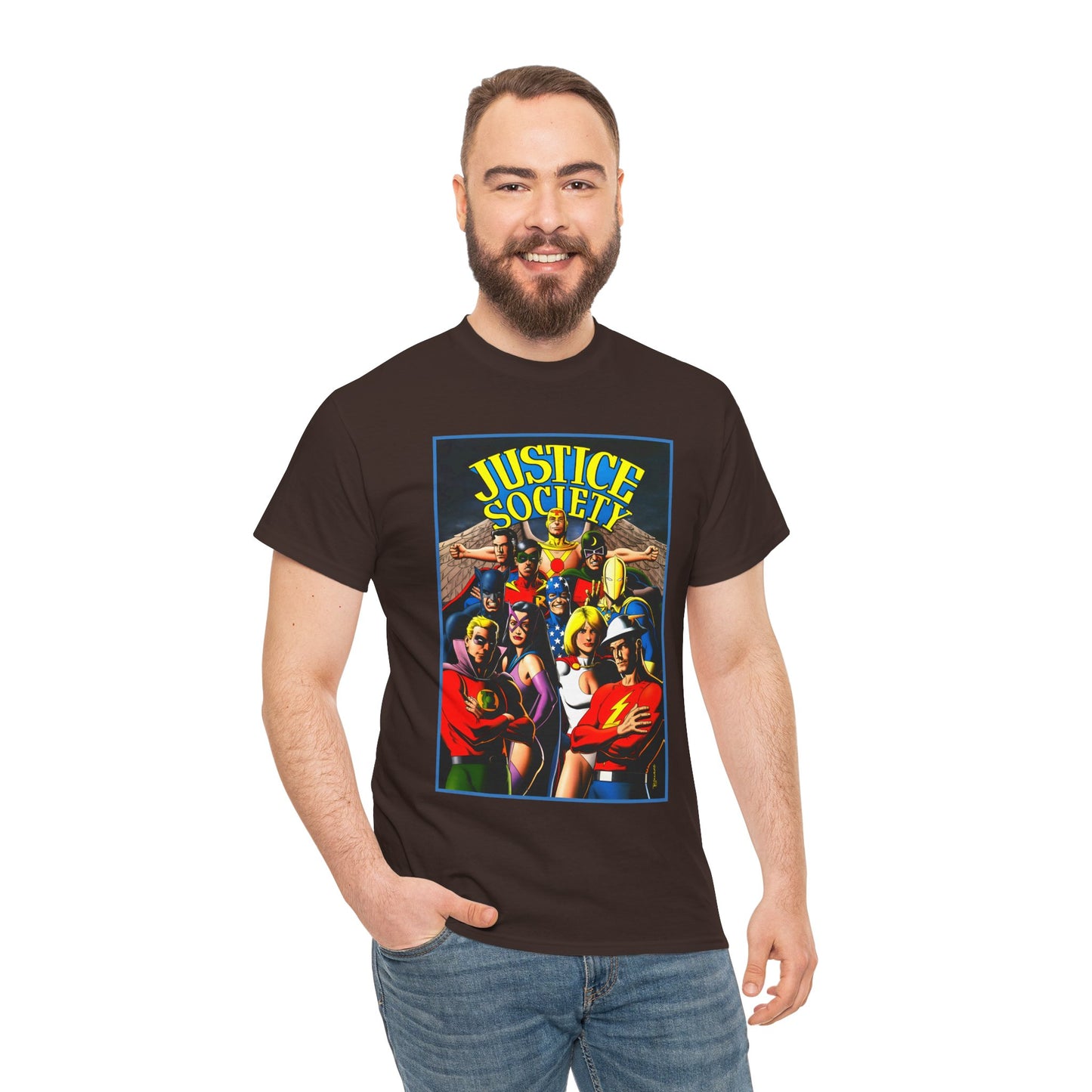 Justice Society T-Shirt - Brian Bolland Art - Dr. Fate, Huntress, Power Girl, Green Lantern, Hawkman, Wildcat - DC Comics - JSA