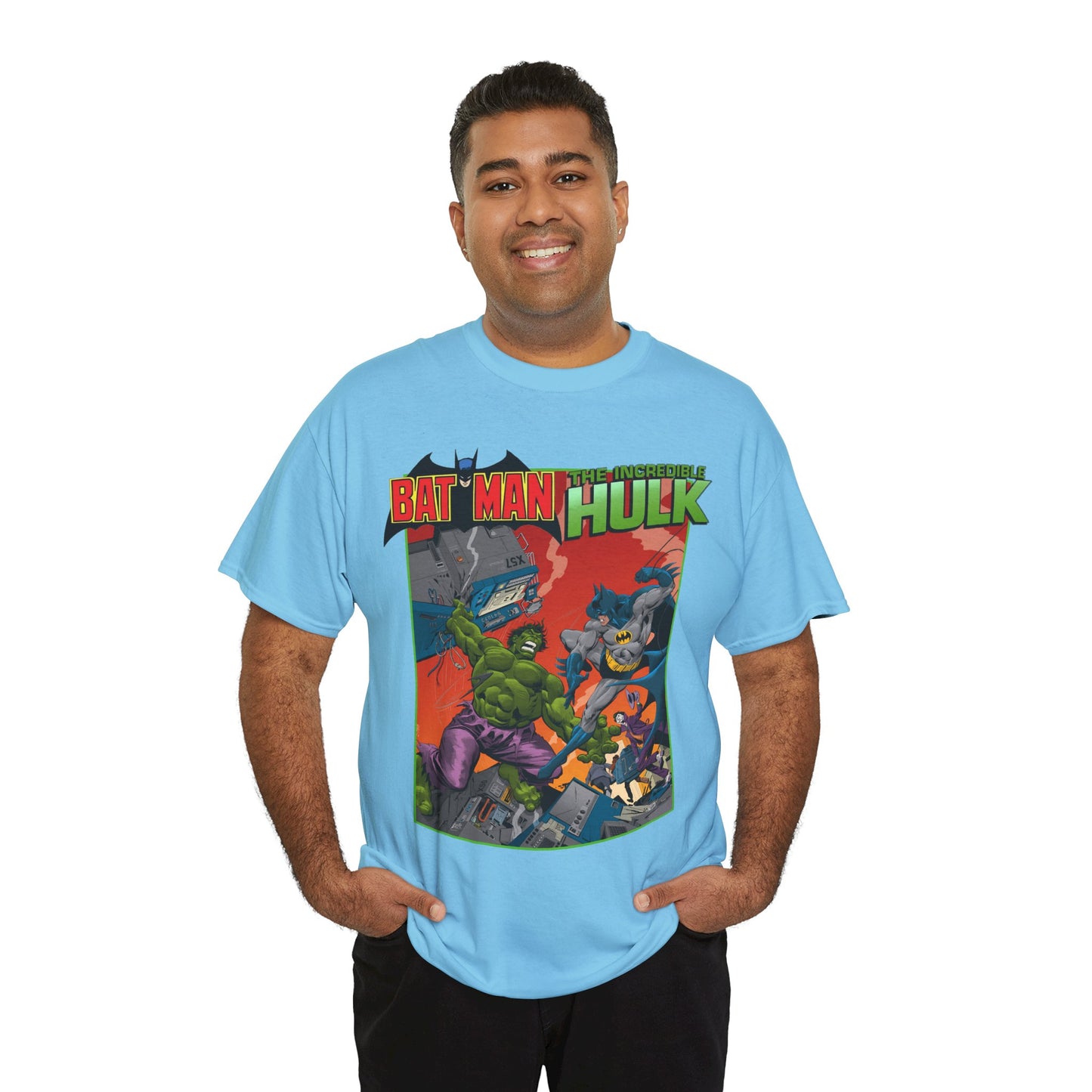Batman Vs Incredible Hulk T-Shirt - DC Comics & Marvel - Joker - 1970s Team-Up