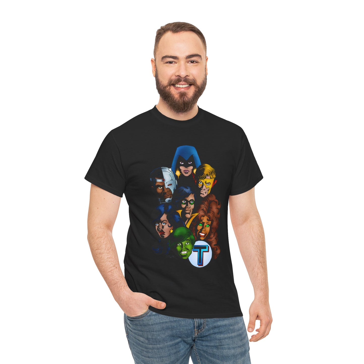 New Teen Titans T-Shirt - George Perez Art - Robin, Wonder Girl, Cyborg, Raven, Starfire, Kid Flash - DC Comics