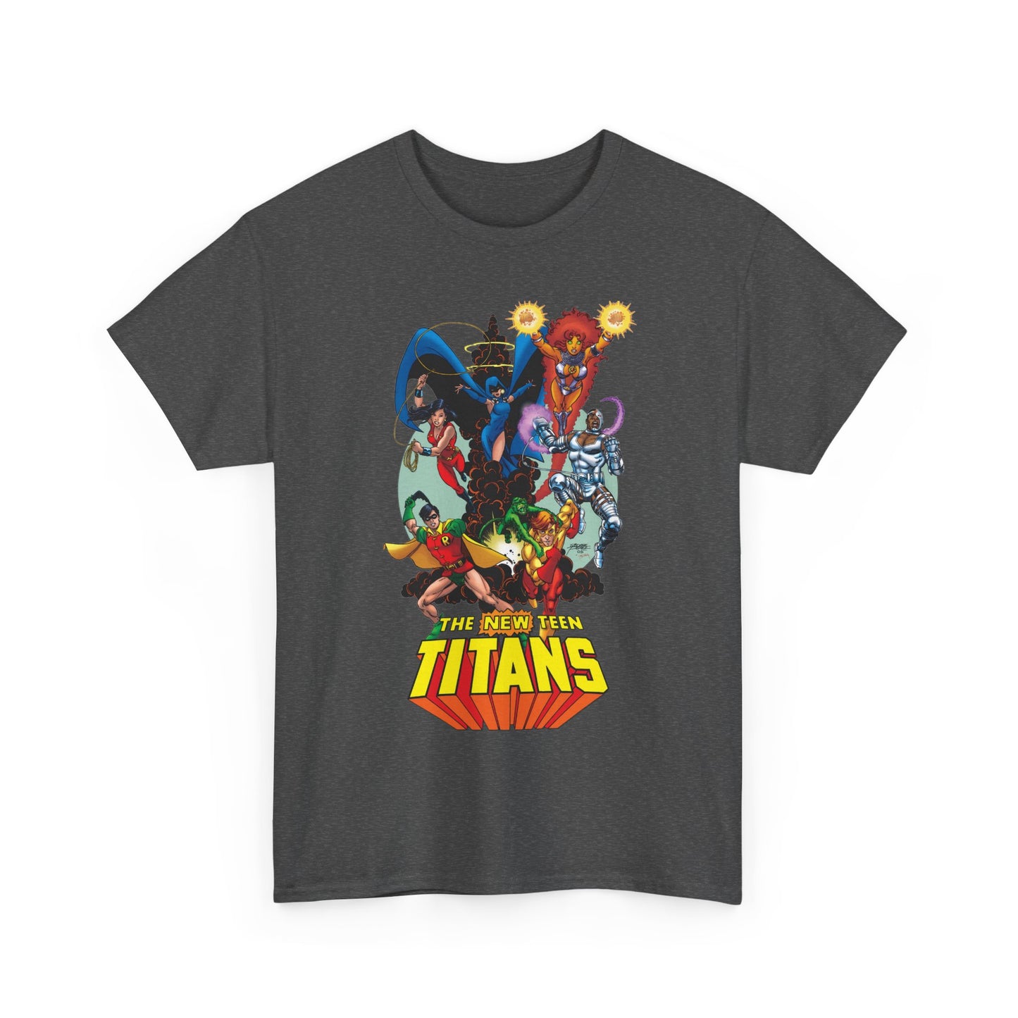 New Teen Titans T-Shirt - George Perez Art - Raven, Cyborg, Robin, Starfire, Wonder Girl, Changeling - DC Comics