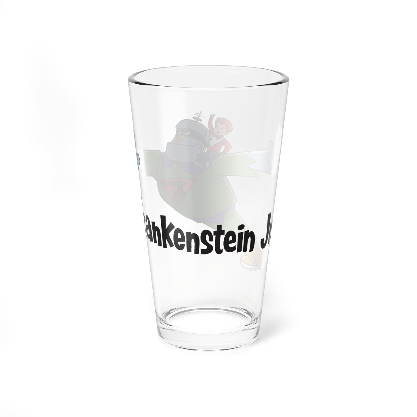 Frankenstein Jr Pint Glass, 16oz - Hanna-Barbera Cartoon - Buzz Conroy, Civic City - 1960s Saturday Morning Cartoon
