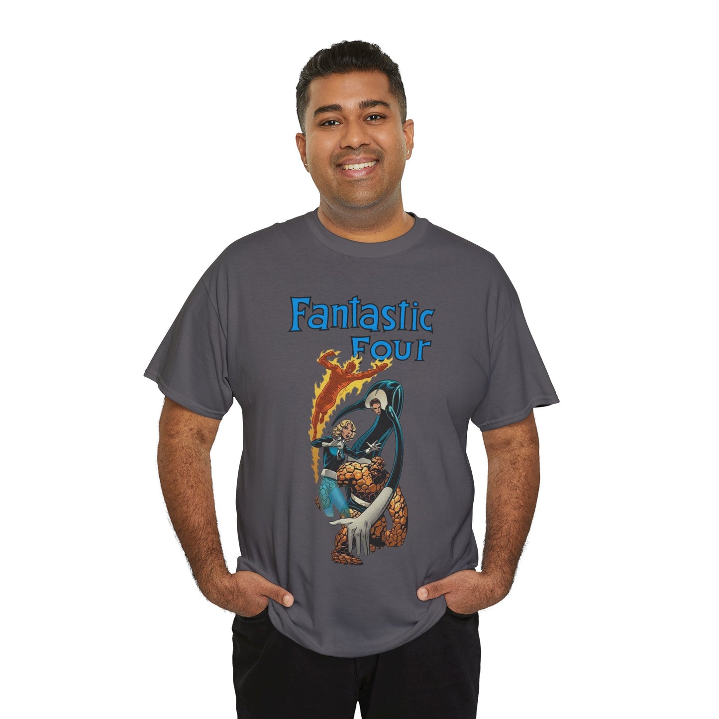 Fantastic Four T-Shirt - John Byrne Art - Invisible Woman, Reed Richards, The Thing, Human Torch - Marvel Comics