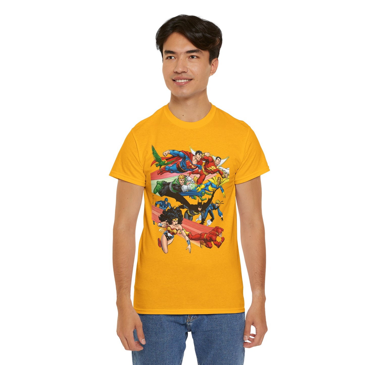 DC Legends T-Shirt - John Byrne Art - Superman, Dr Fate, Blue Beetle, Wonder Woman, Black Canary, Guy Gardner - DC Comics